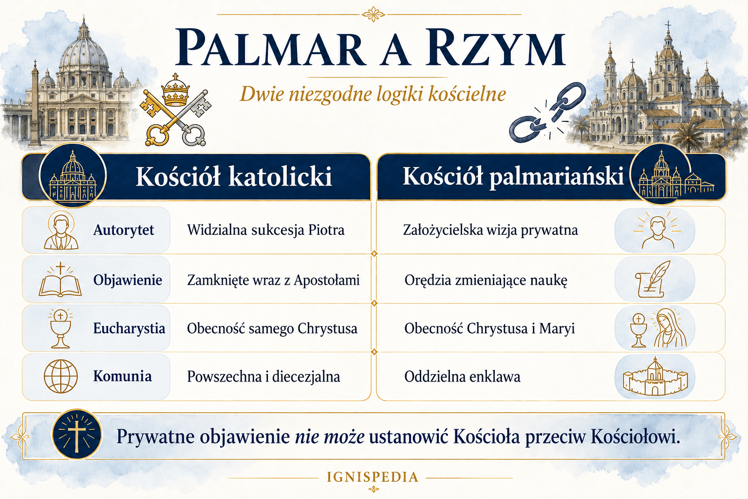 Porównanie doktrynalne między Kościołem katolickim a Kościołem palmarijańskim