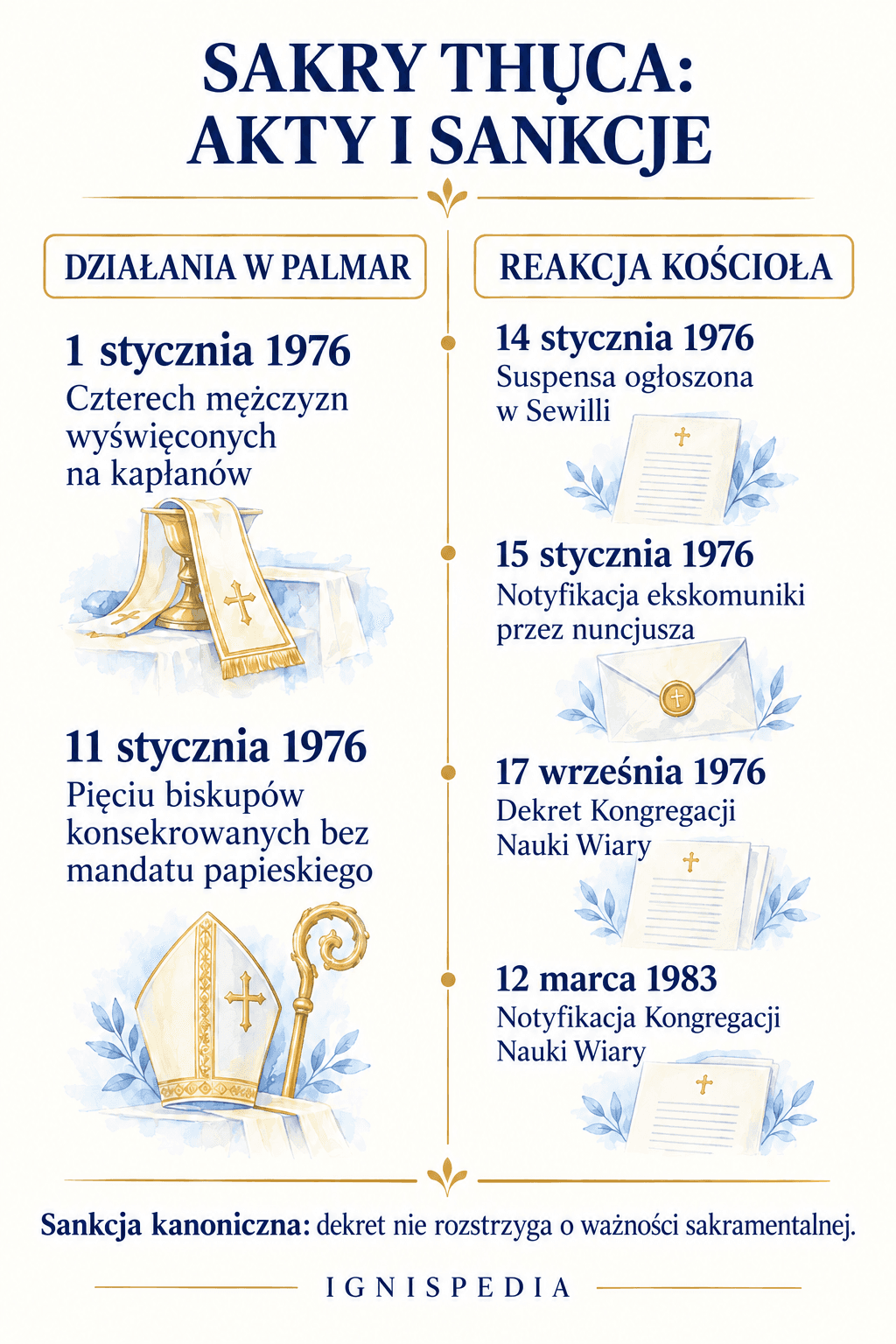 Porównawcza chronologia święceń ks. abpa Thục i sankcji katolickich w latach 1976–1983