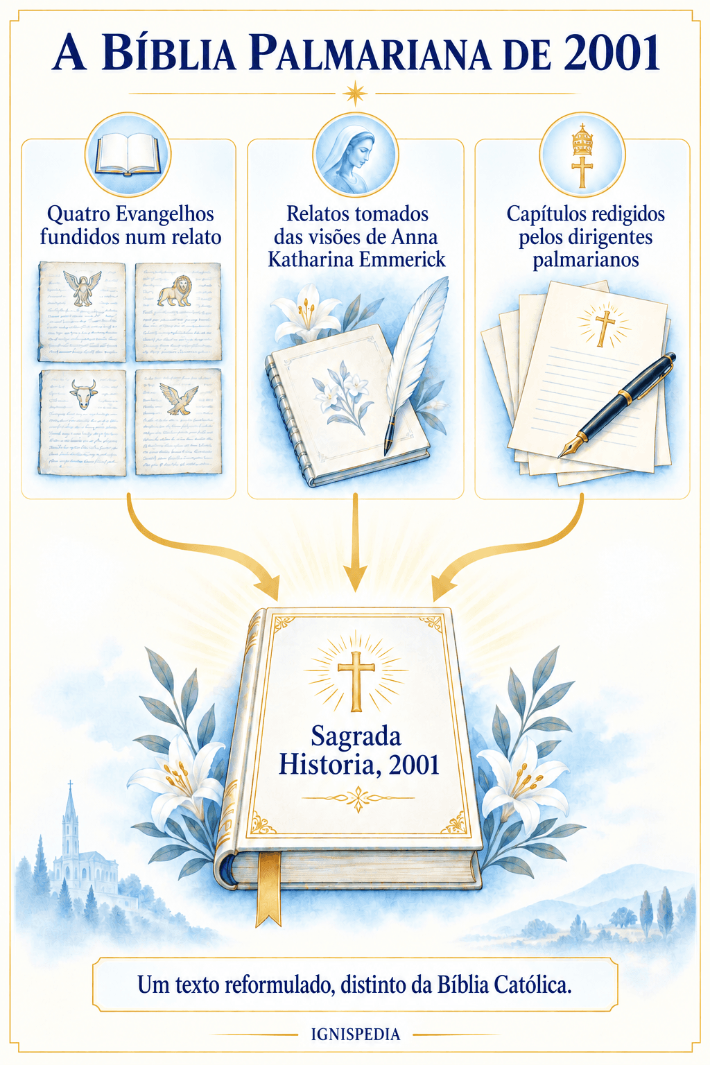 Composição da Bíblia palmariana de 2001 a partir dos Evangelhos, das visões de Emmerich e de capítulos novos