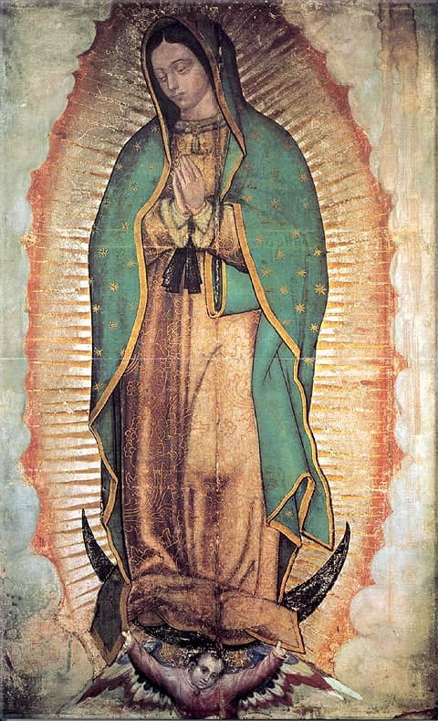 Image of Our Lady of Guadalupe printed on the tilma of Saint Juan Diego