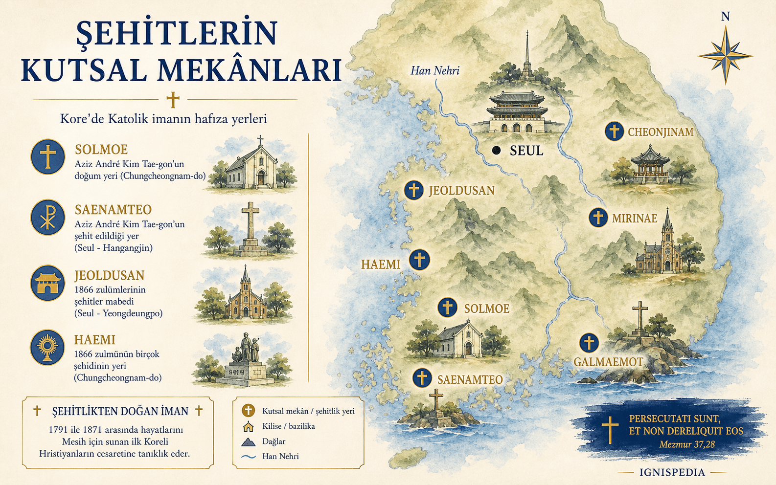 Kore'deki Katolik şehitlerin kutsal mekânlarının infografik haritası
