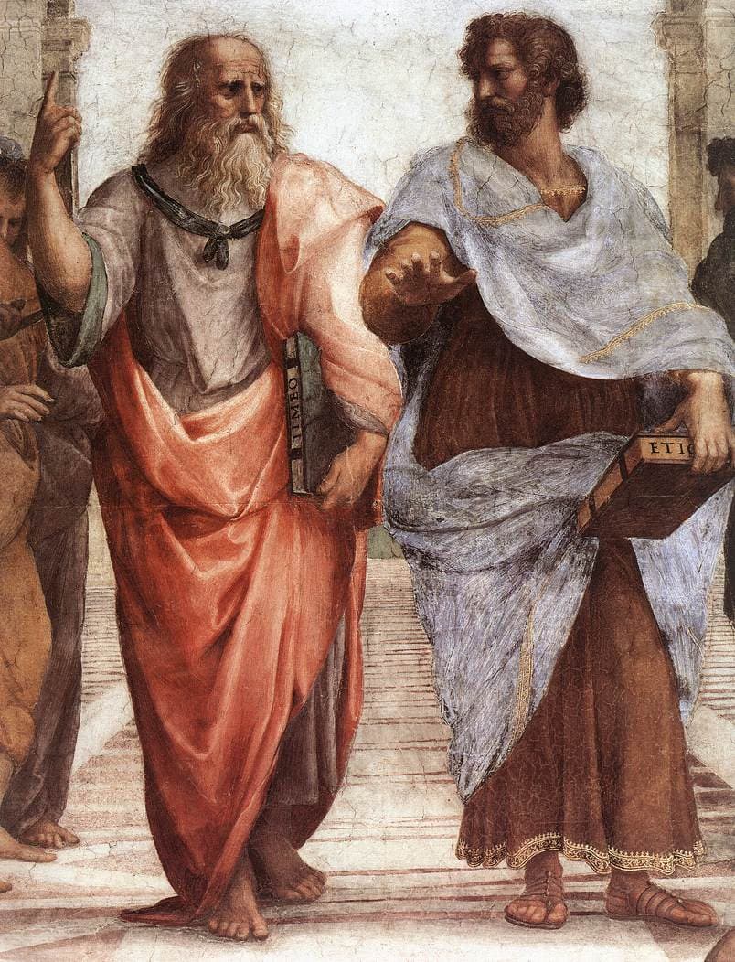 Platón a Aristotelés, Raffael, Athénská škola, detail