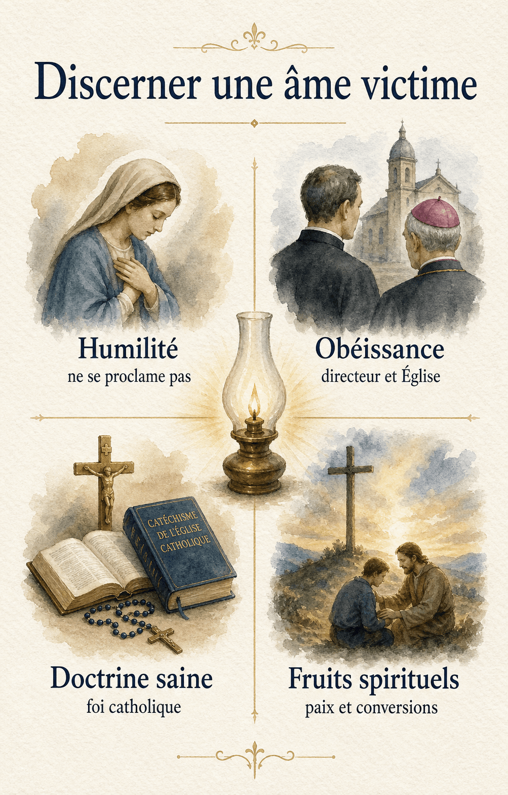 Infographie des quatre critères de discernement d'une âme victime