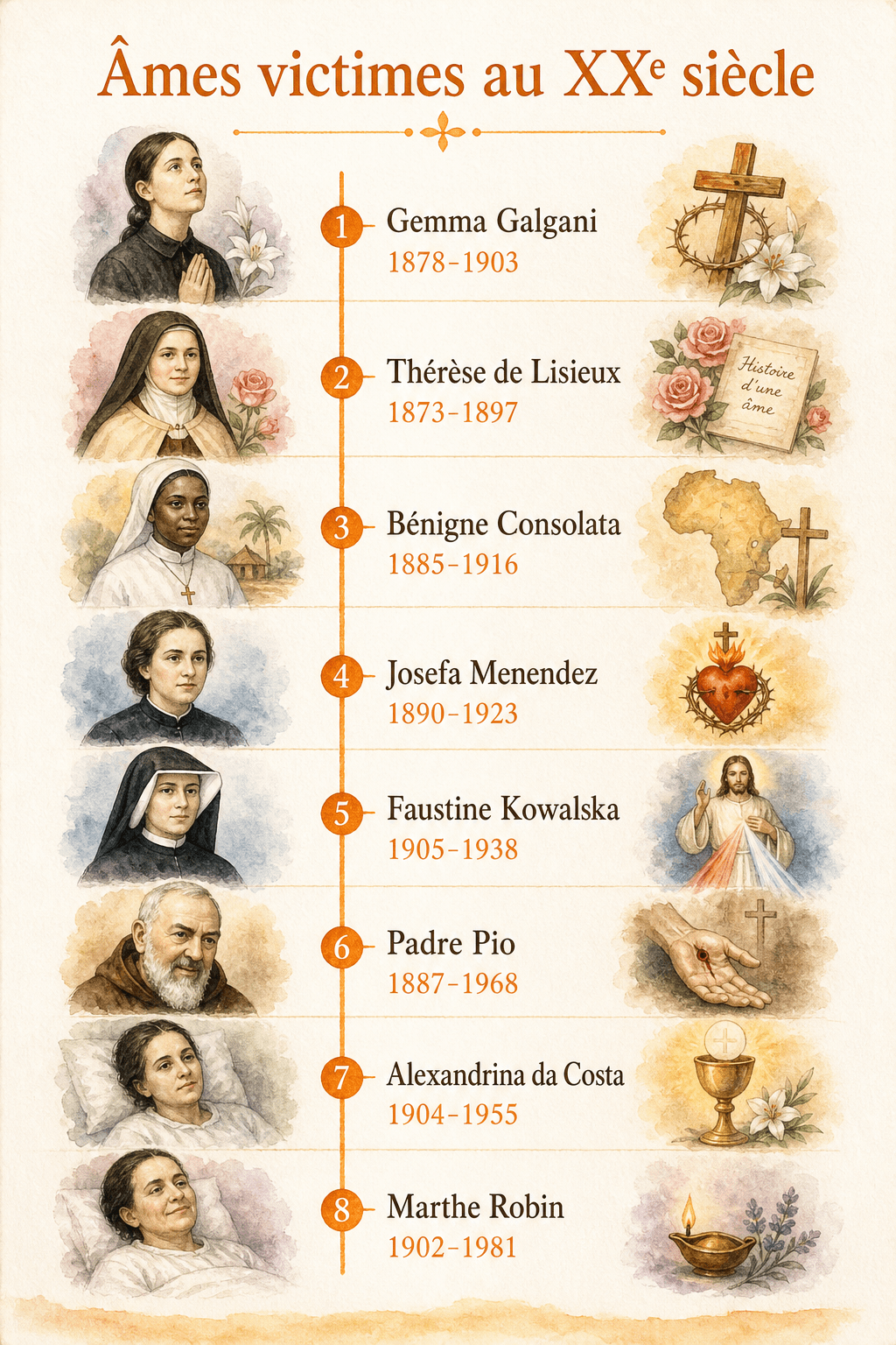 Frise chronologique des grandes âmes victimes du XXe siècle