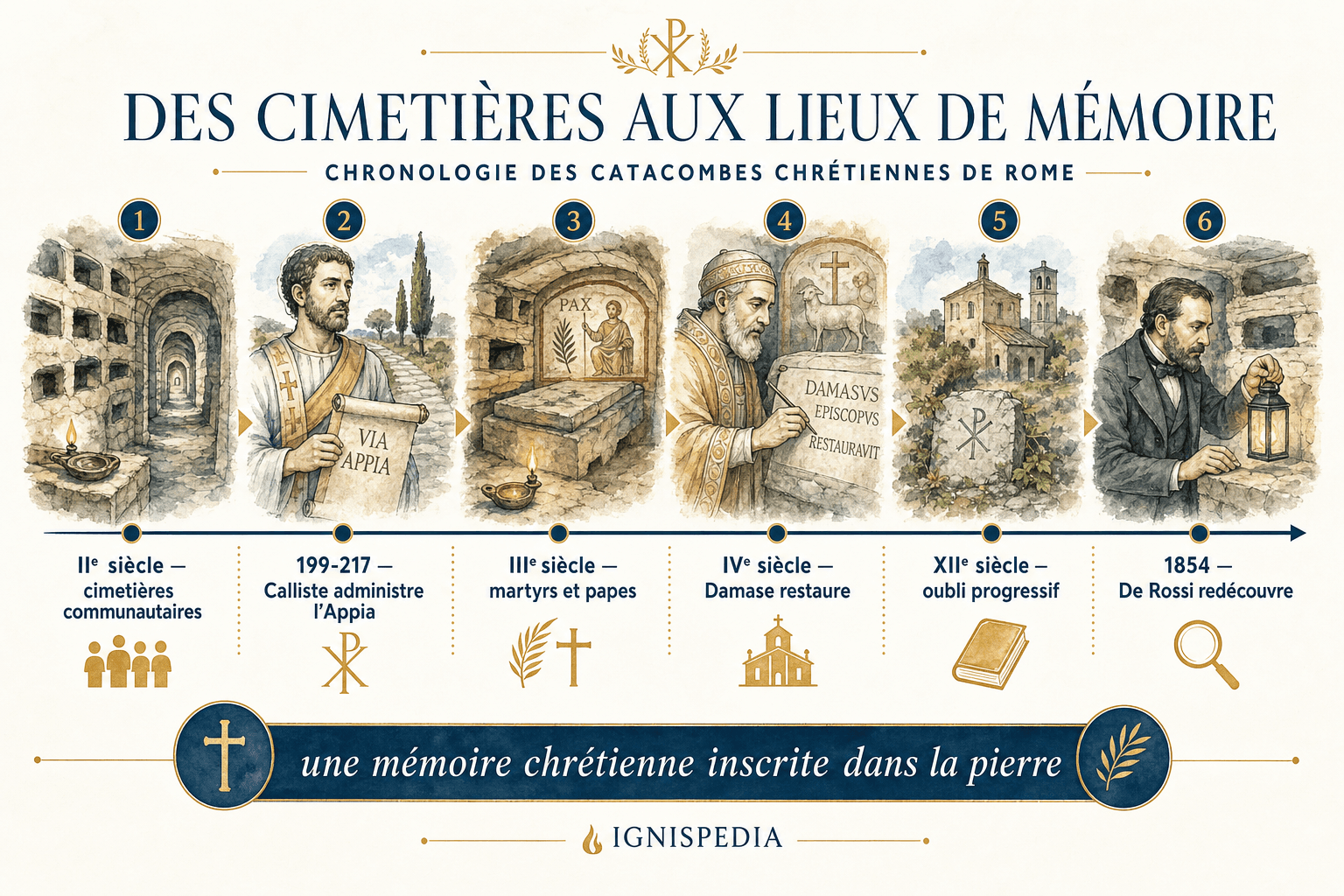 Cronología ilustrada de las catacumbas cristianas de Roma del siglo II a De Rossi