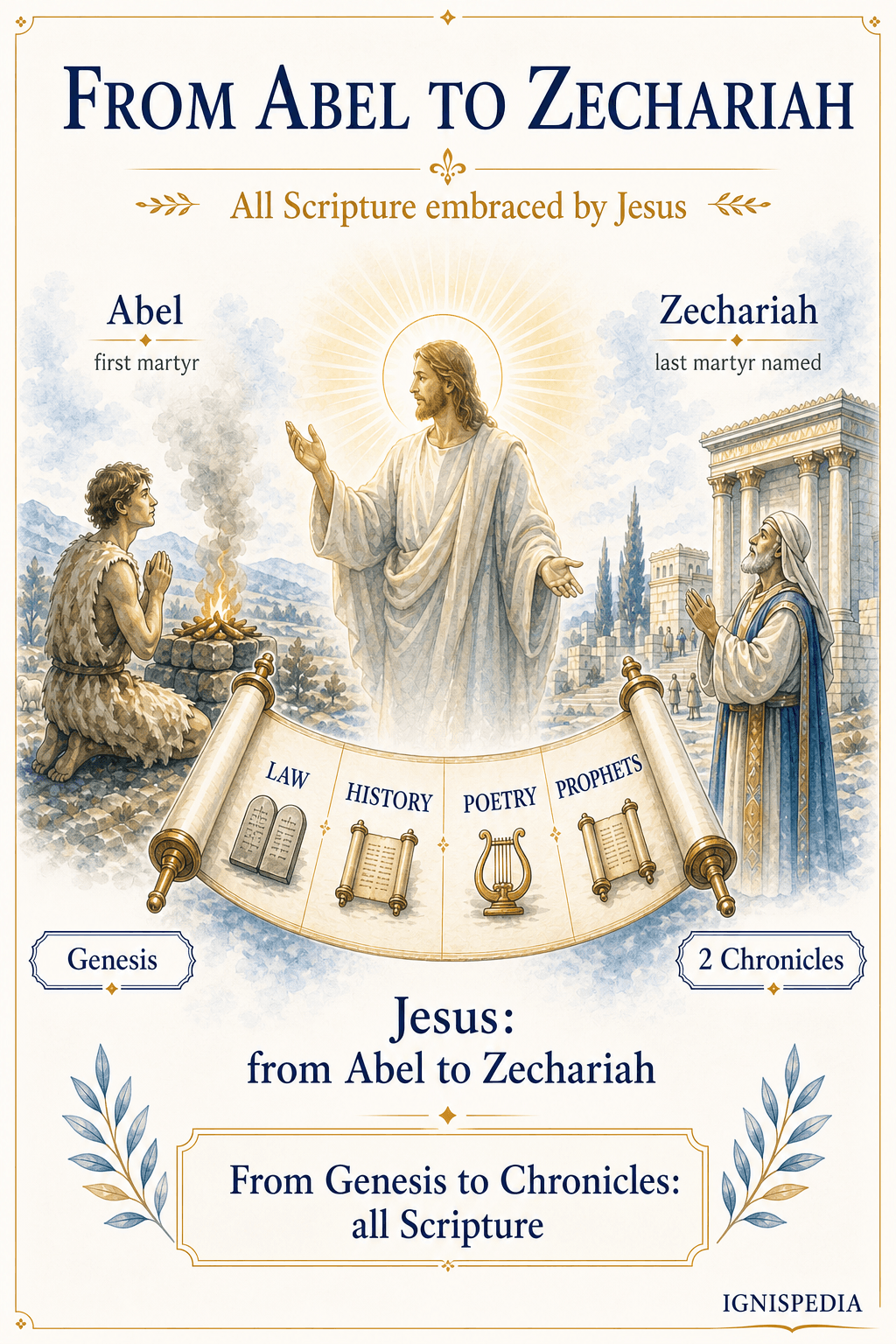 Infographic: from Abel (Genesis) to Zechariah (2 Chronicles), Jesus embraces the entire Hebrew canon