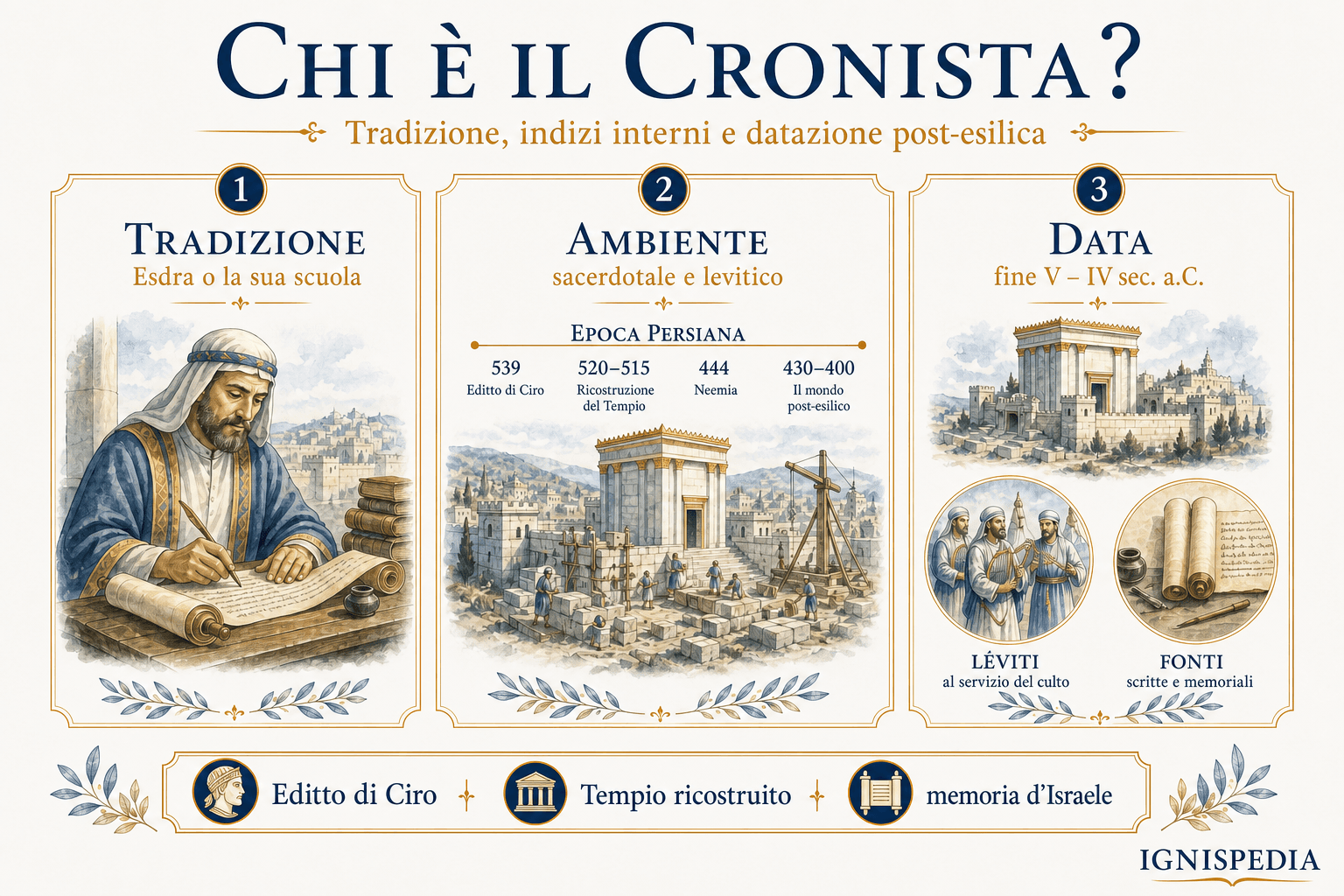 Infografica sul Cronista: tradizione di Esdra, ambiente sacerdotale e datazione post-esilica