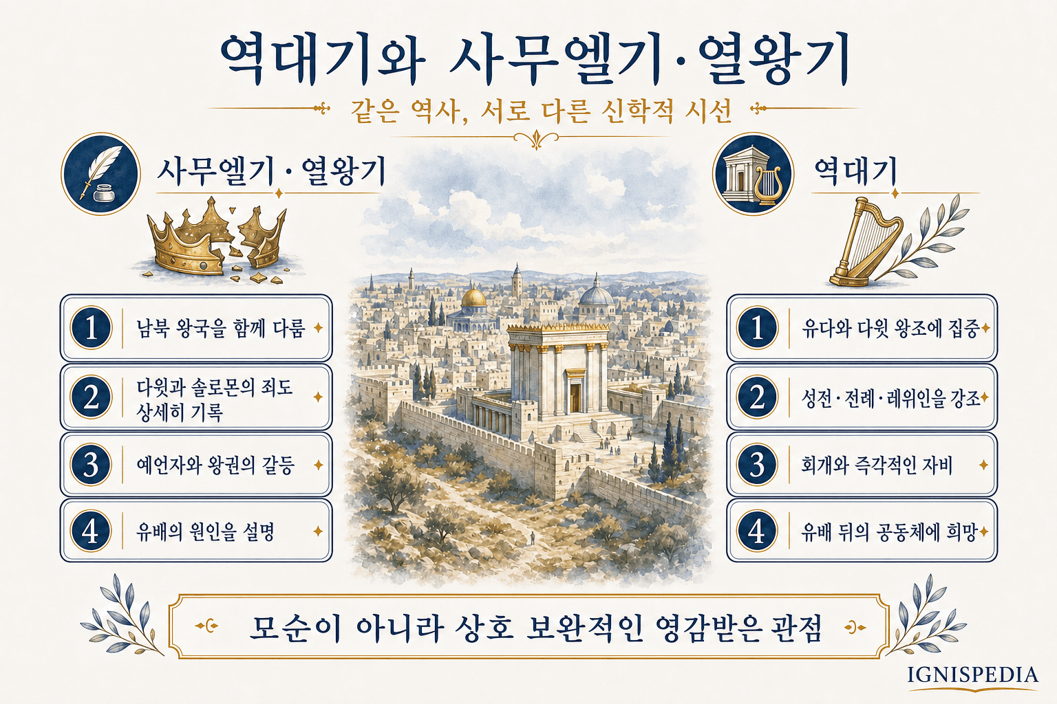 역대기와 사무엘기·열왕기 비교 인포그래픽