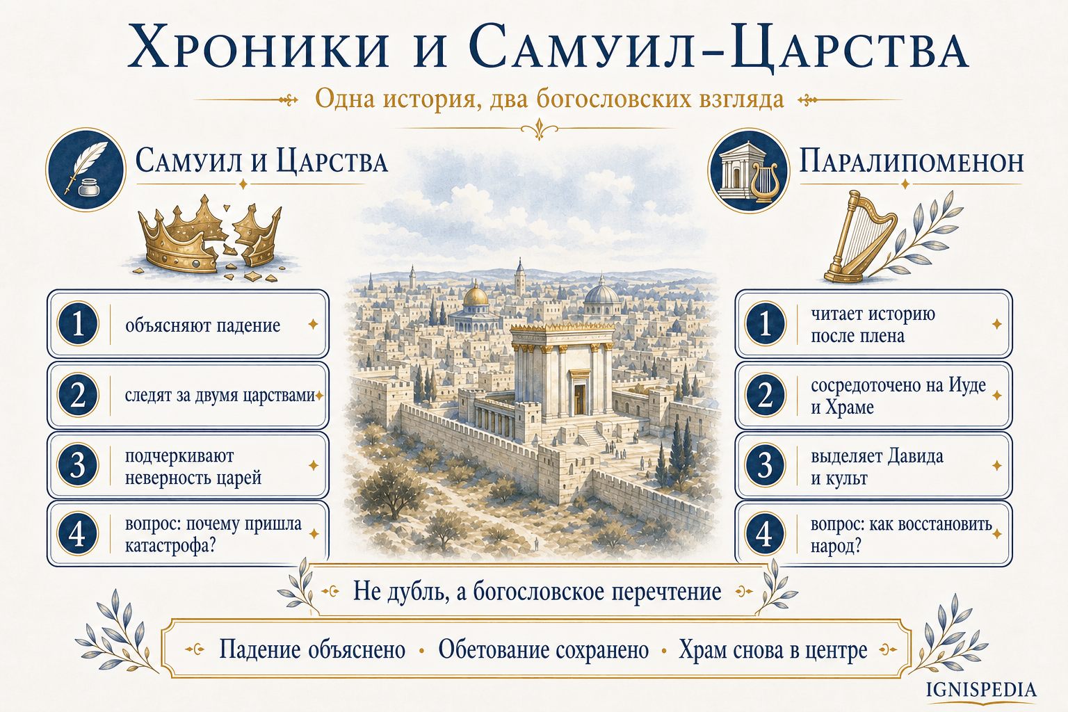 Инфографика, сравнивающая книги Паралипоменон с книгами Самуила и Царств
