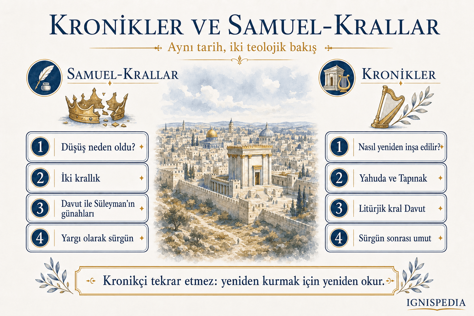 Tarihler kitapları ile Samuel ve Krallar kitaplarının karşılaştırmalı infografiği