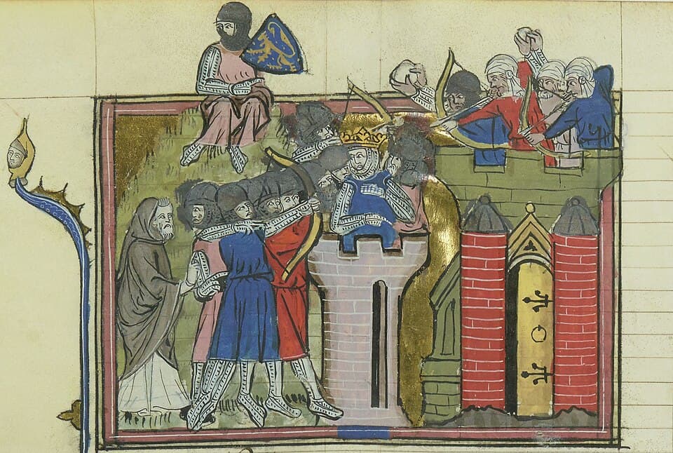 Mittelalterliche Buchmalerei der Einnahme Jerusalems 1099