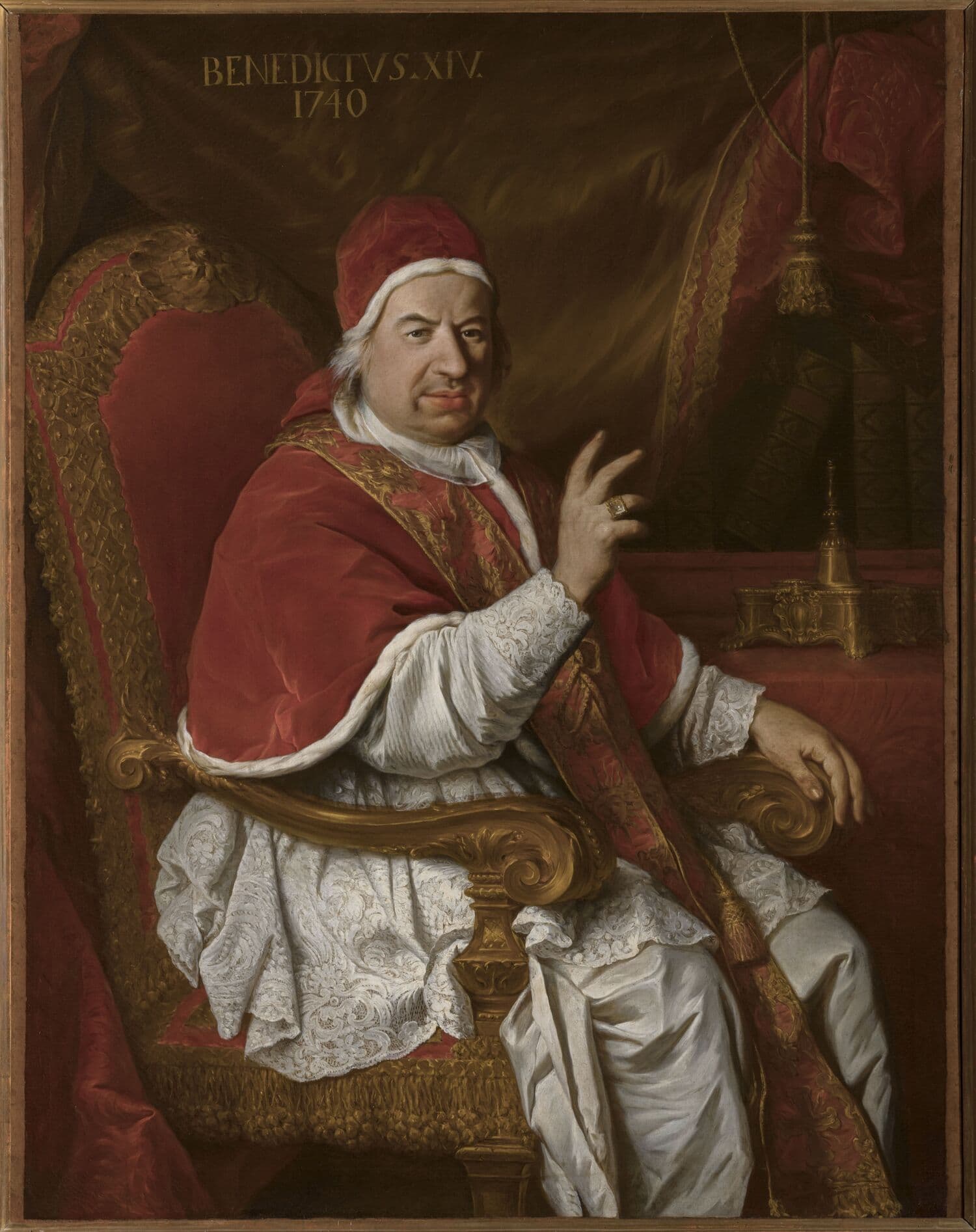 Benoît XIV par Pierre Subleyras, 1740. Pinacoteca Nazionale de Ferrare.