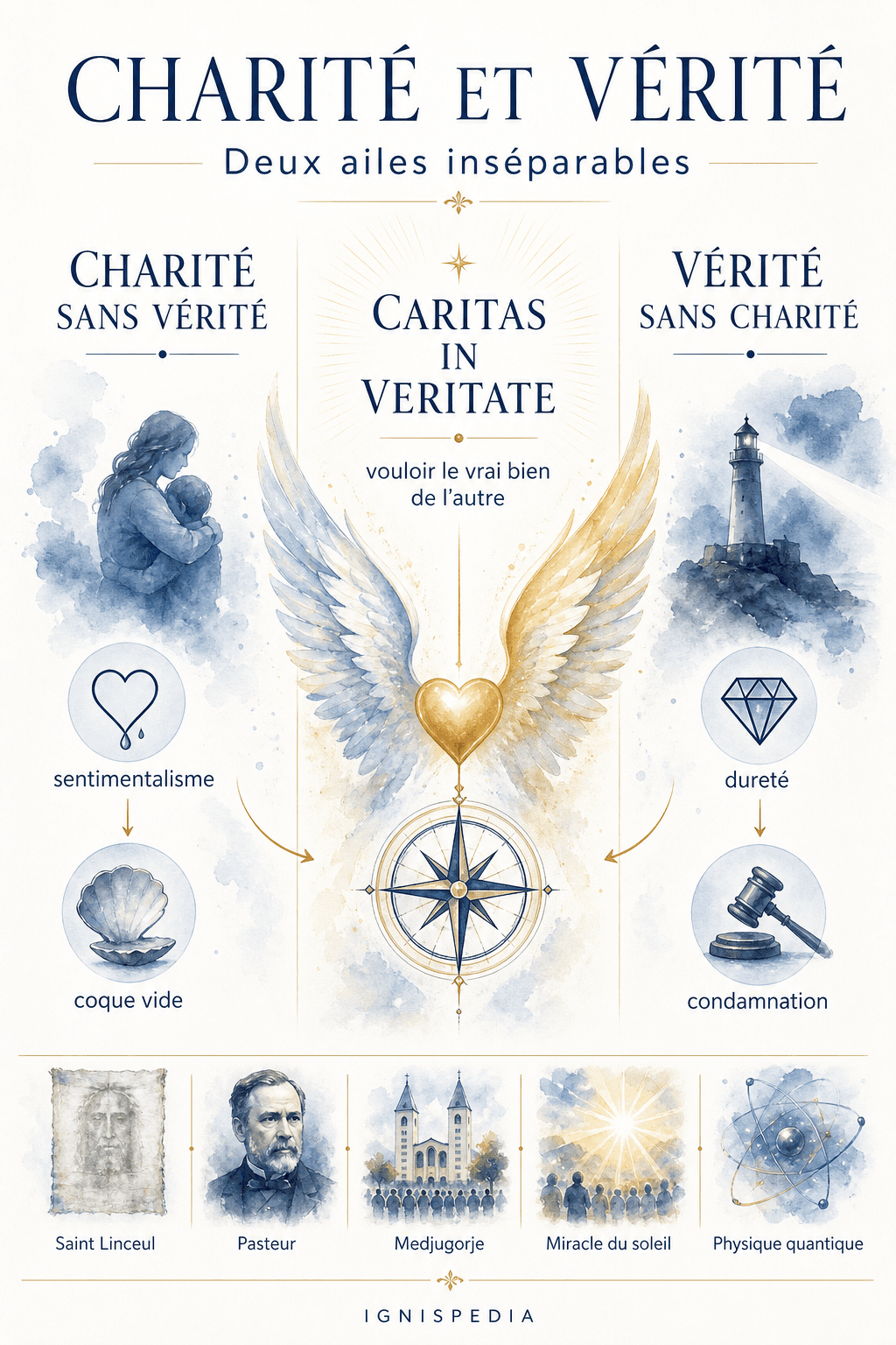 Infographie montrant la charité et la vérité comme deux ailes inséparables