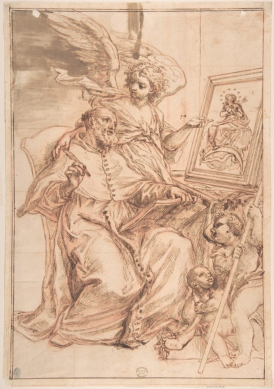 Saint François de Sales écrivant sous l'inspiration d'un ange