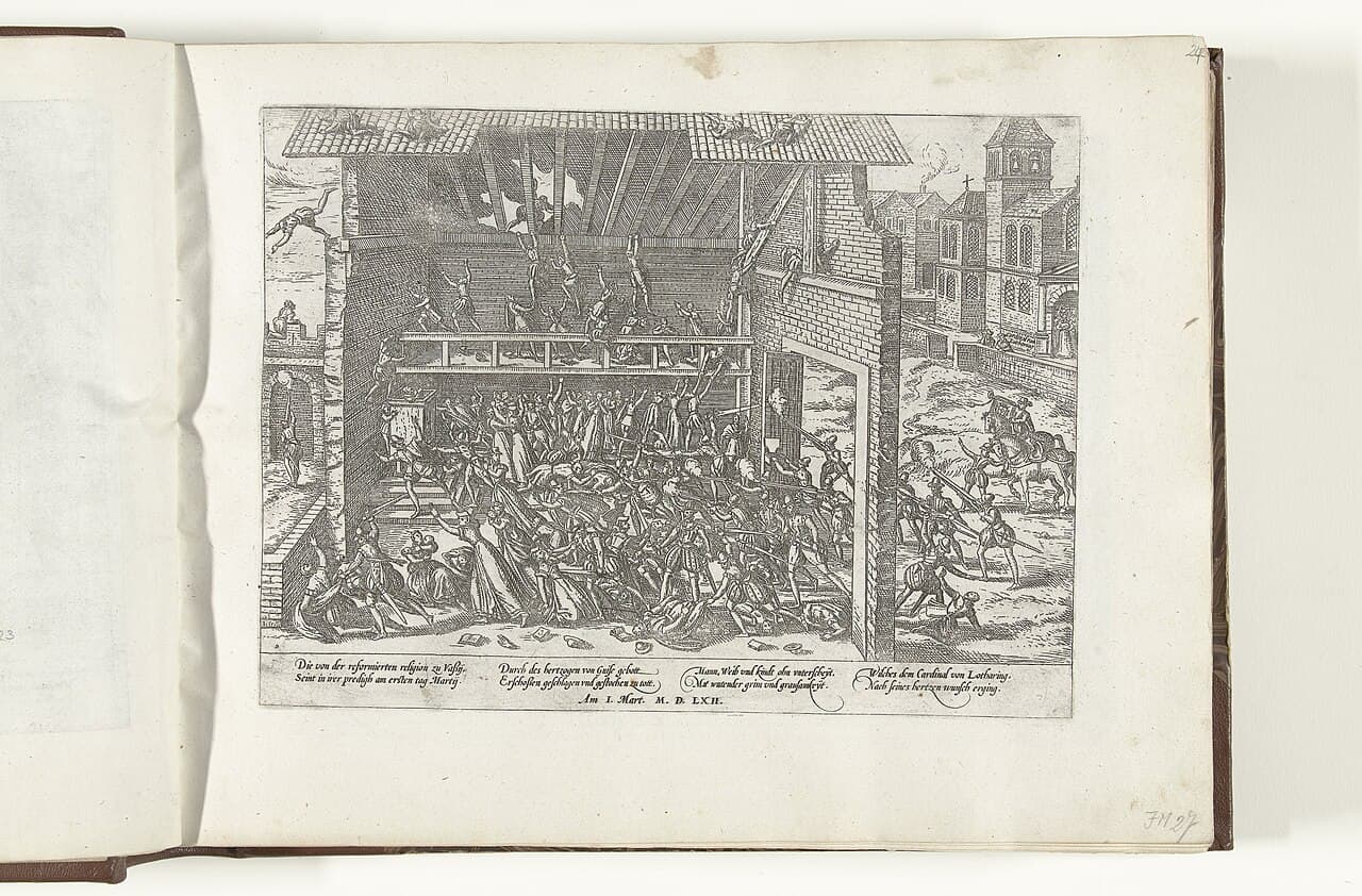 Gravure ancienne représentant le massacre de Wassy