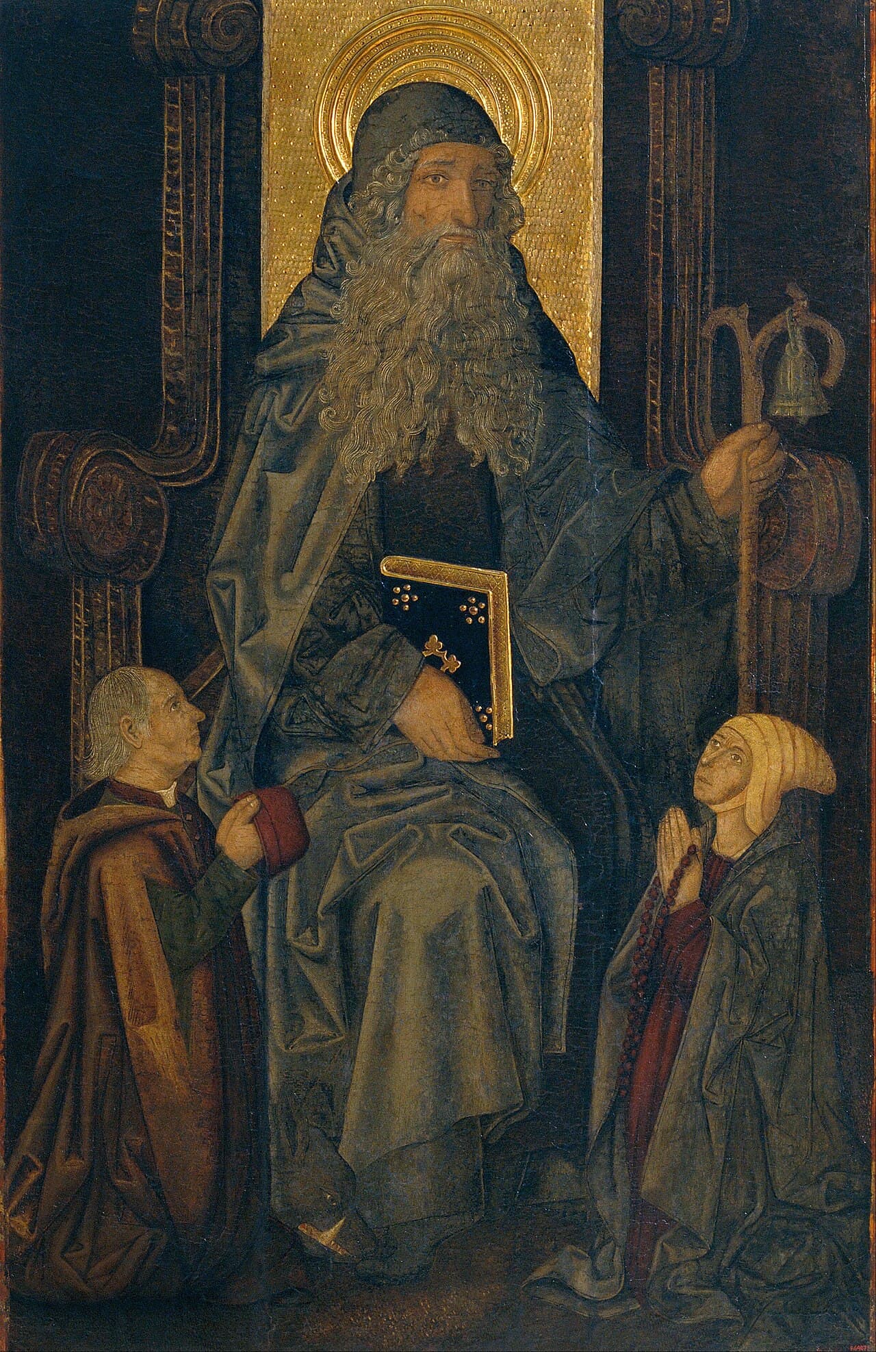 Saint Antoine abbé avec deux donateurs, peinture de Martín Bernat