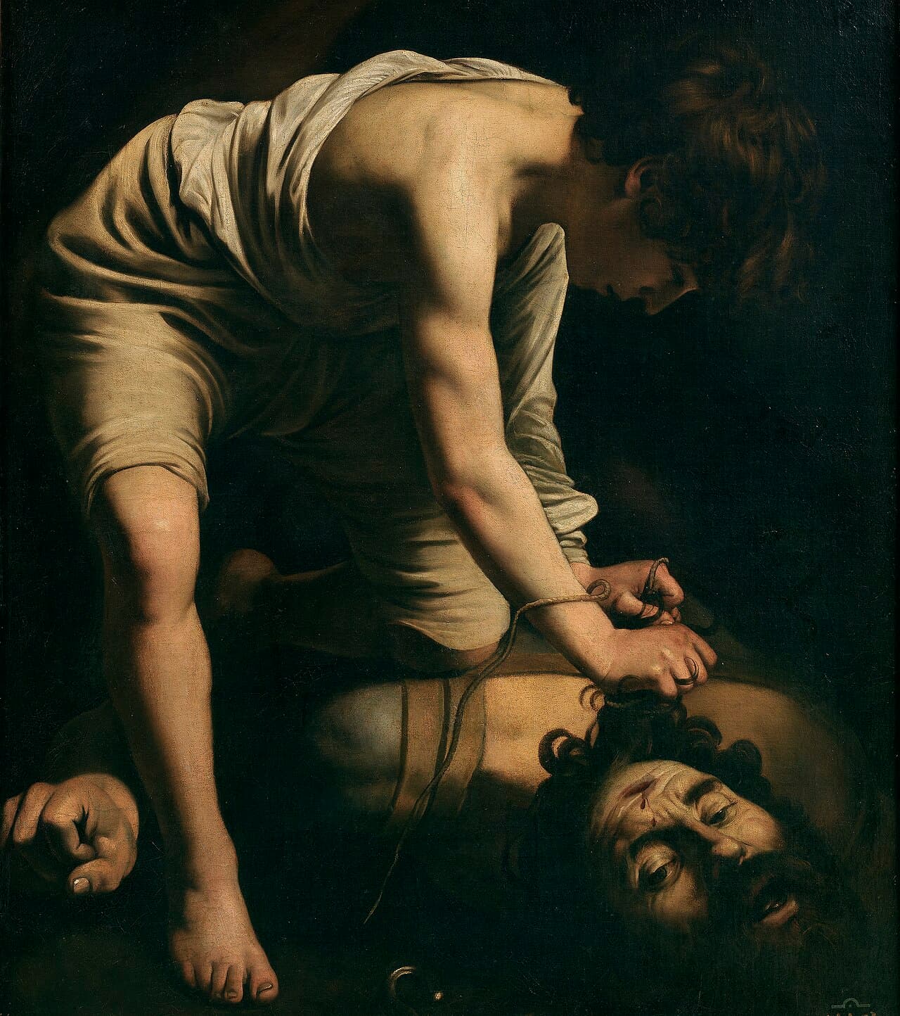 David hält nach seinem Sieg den Kopf Goliaths, Gemälde von Caravaggio.