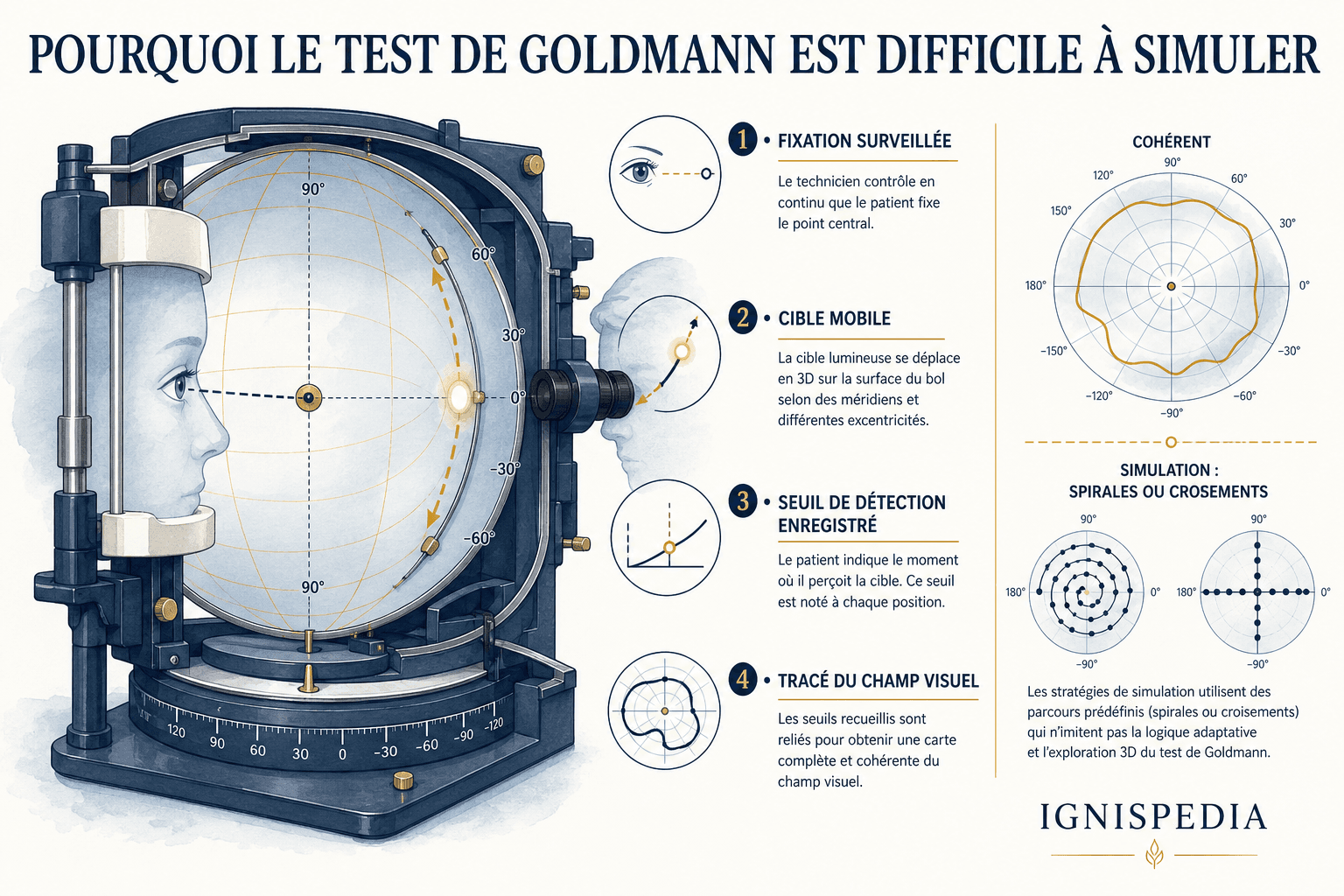 Fonctionnement du test de périmétrie de Goldmann et contrôles contre la simulation