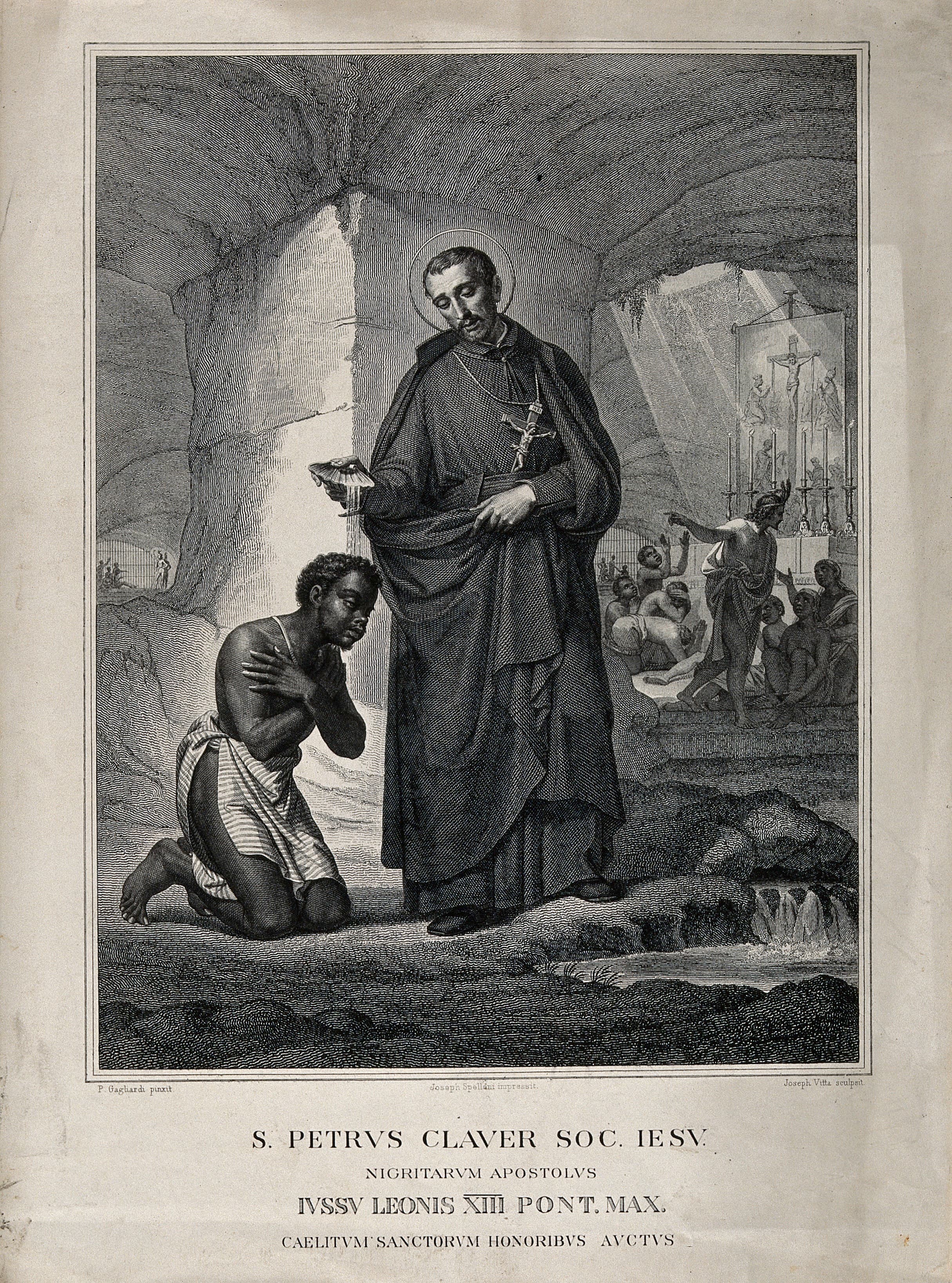 Saint Peter Claver baptizing African slaves at Cartagena