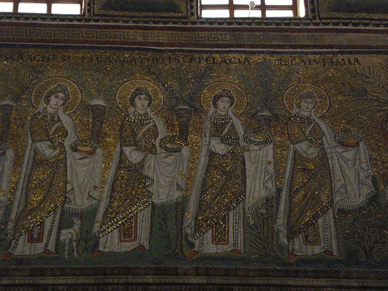 Holy virgins bearing their crowns at Sant'Apollinare Nuovo