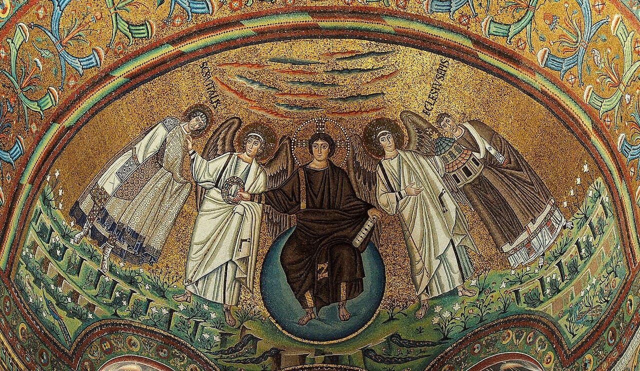 Christ on the blue globe in the apse of San Vitale