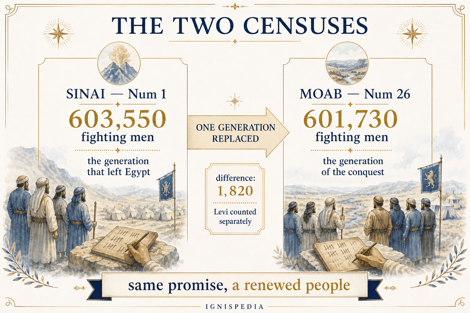 Infographic comparing the two censuses in the Book of Numbers