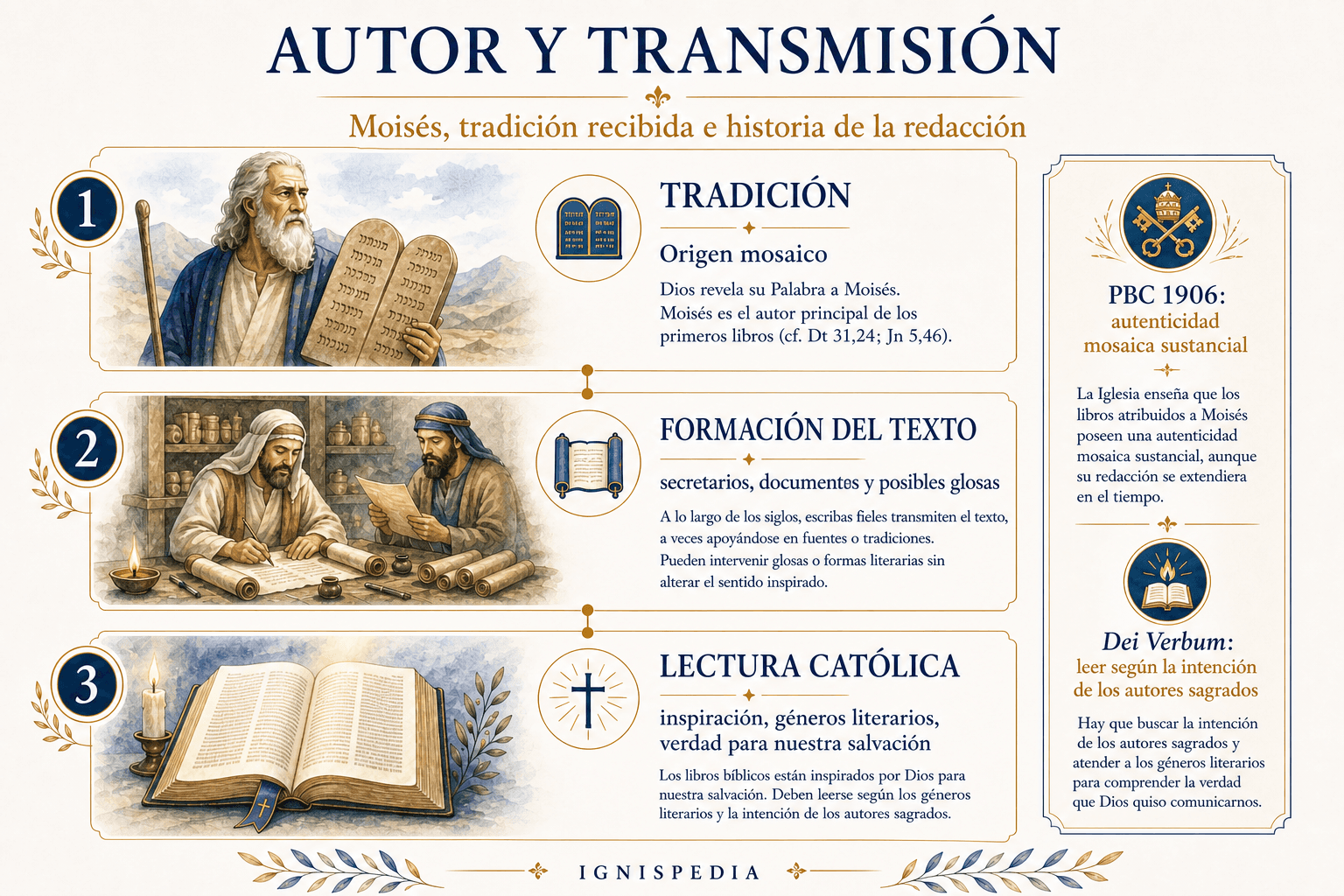 Infografía sobre Moisés, la tradición recibida y la transmisión del libro de los Números