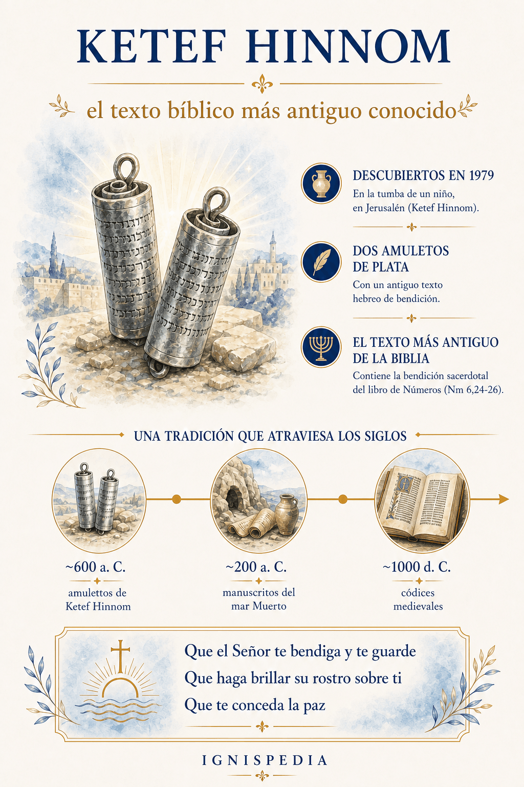 Infografía sobre los rollos de plata de Ketef Hinnom y la bendición sacerdotal
