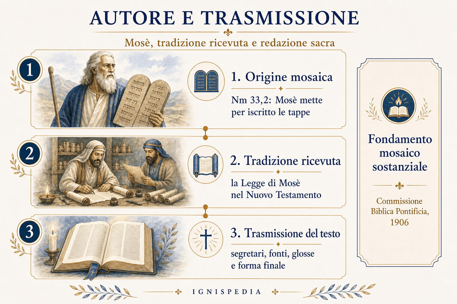 Infografica su Mosè, la tradizione ricevuta e la trasmissione del libro dei Numeri
