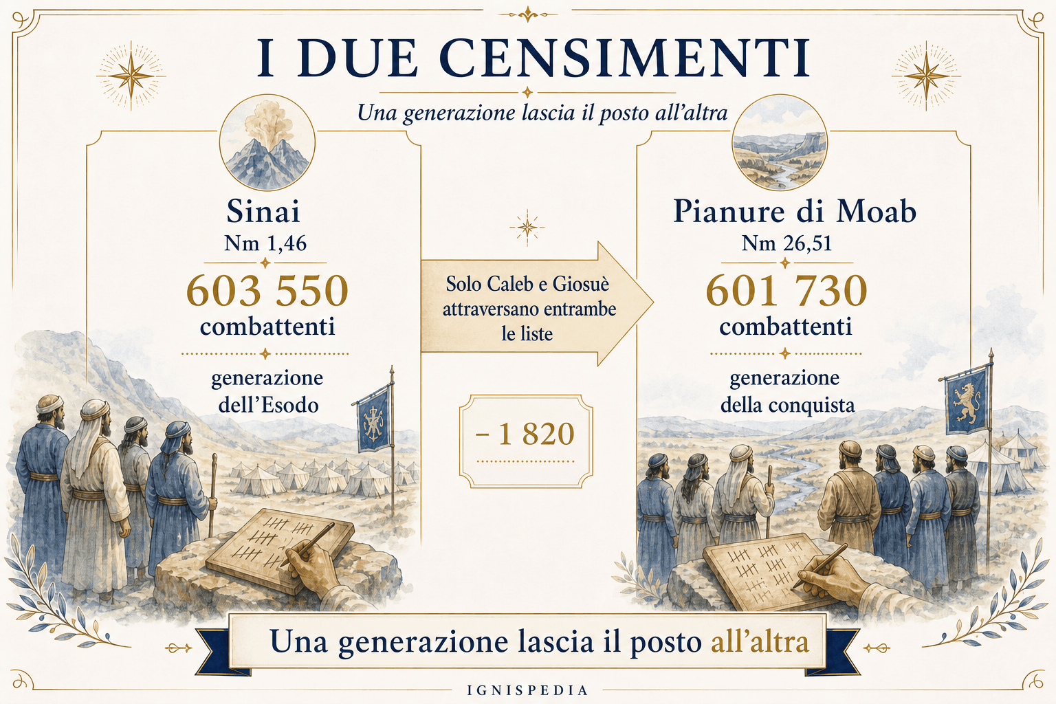 Infografica che confronta i due censimenti del libro dei Numeri