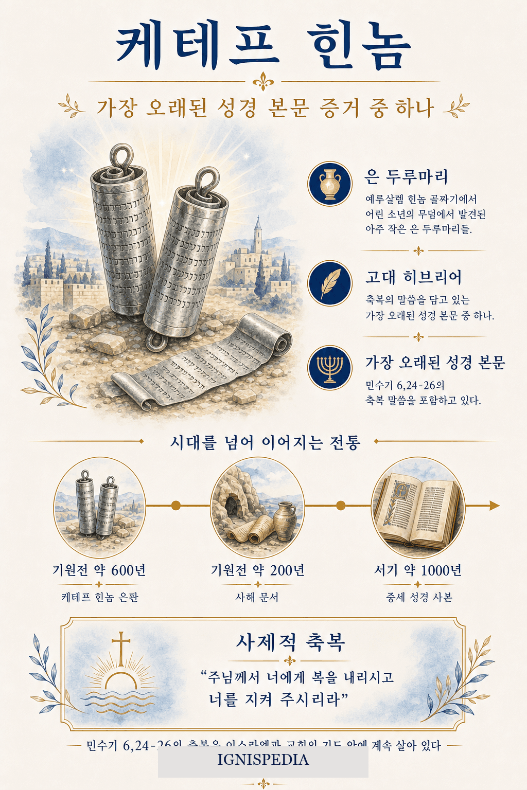 케테프 힌놈 은 두루마리와 사제의 축복에 관한 인포그래픽