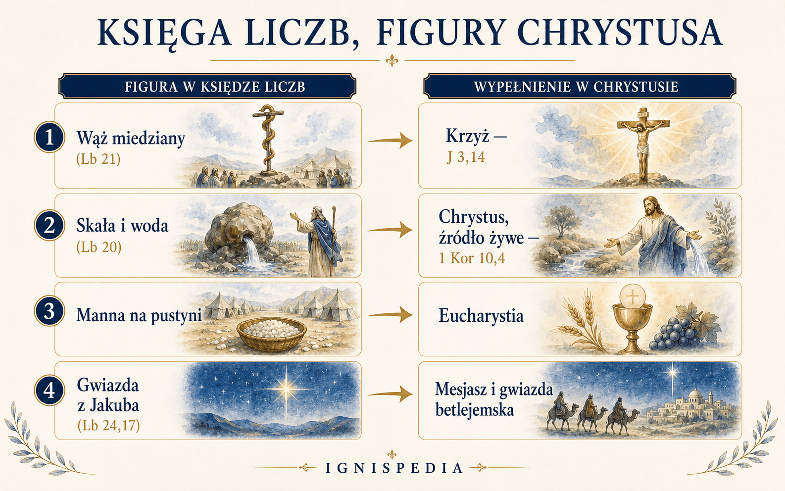 Infografika przedstawiająca figury Chrystusa w Księdze Liczb