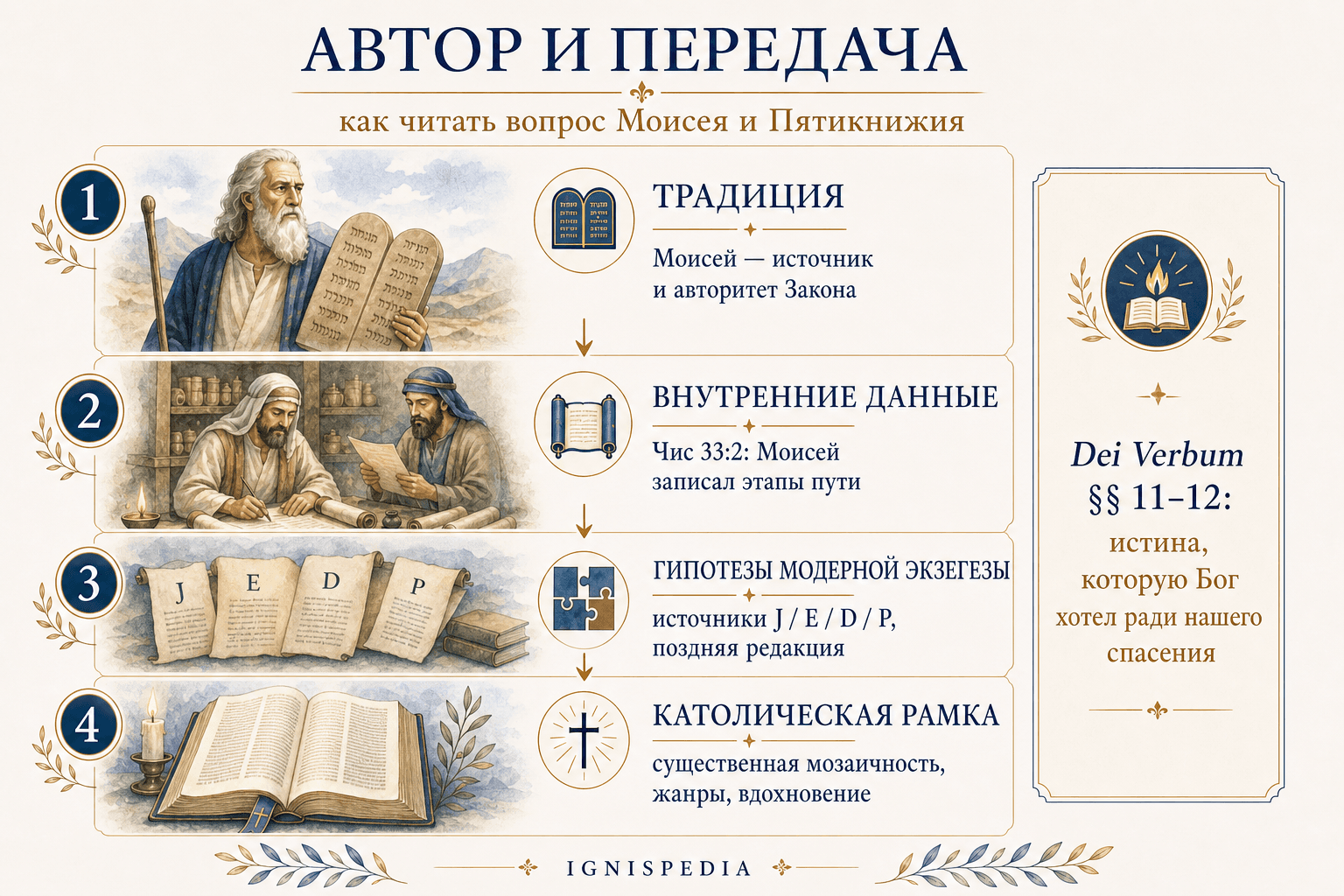 Инфографика о Моисее, принятой традиции и передаче книги Чисел