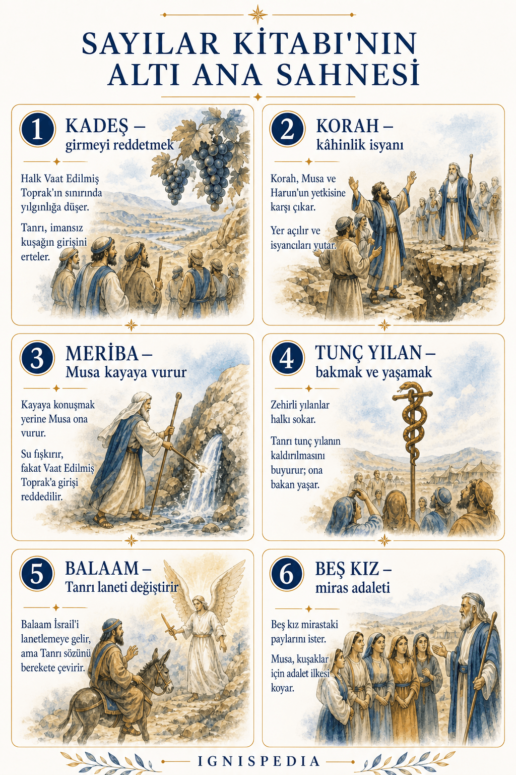 Sayılar Kitabı’ndaki altı ana olayın infografiği