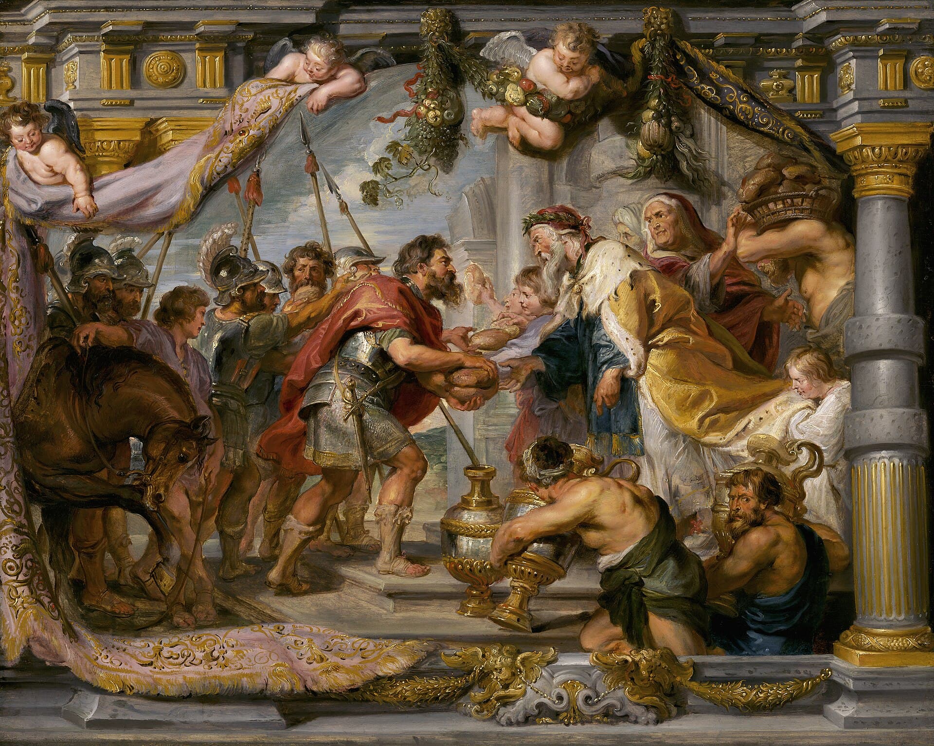 Melquisedeque oferece pão e vinho a Abraão, pintura de Rubens