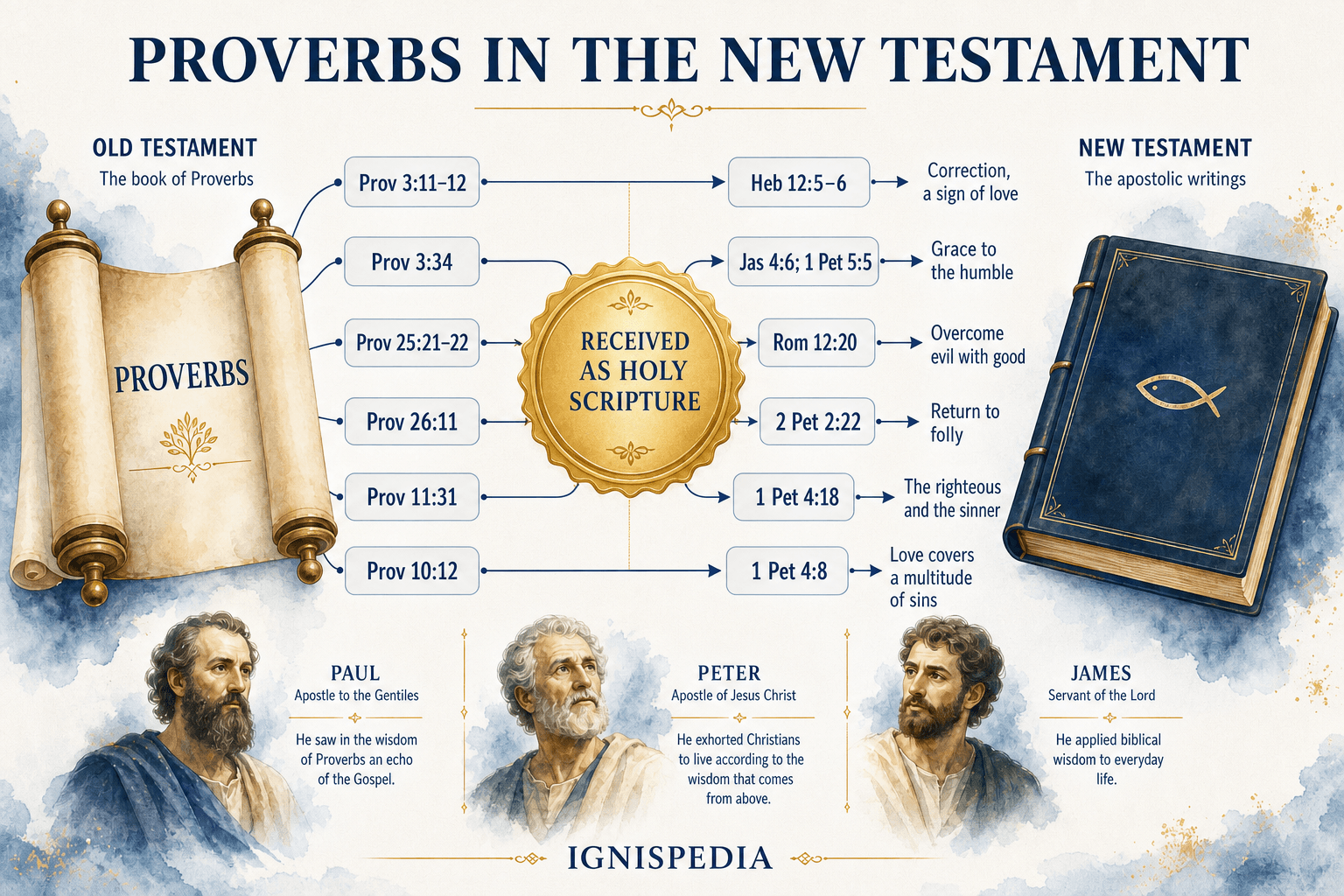 Infographic of the six main quotations from the Book of Proverbs in the New Testament