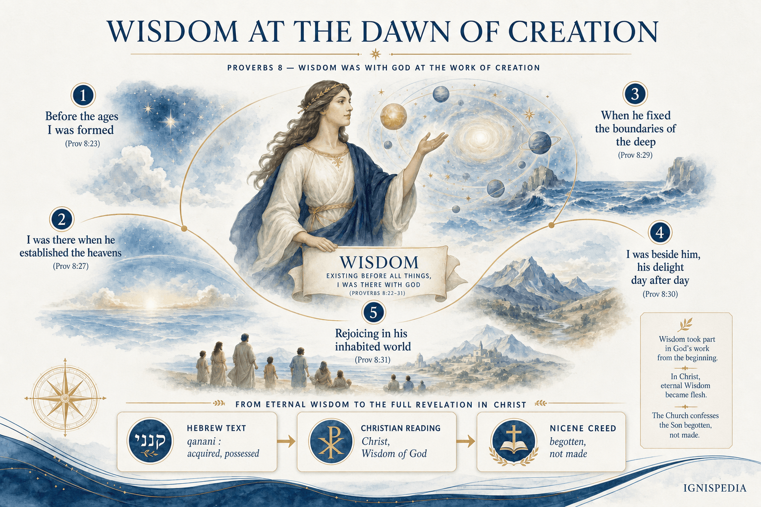 Infographic: Personified Wisdom present with God at the creation of the world, according to Proverbs 8