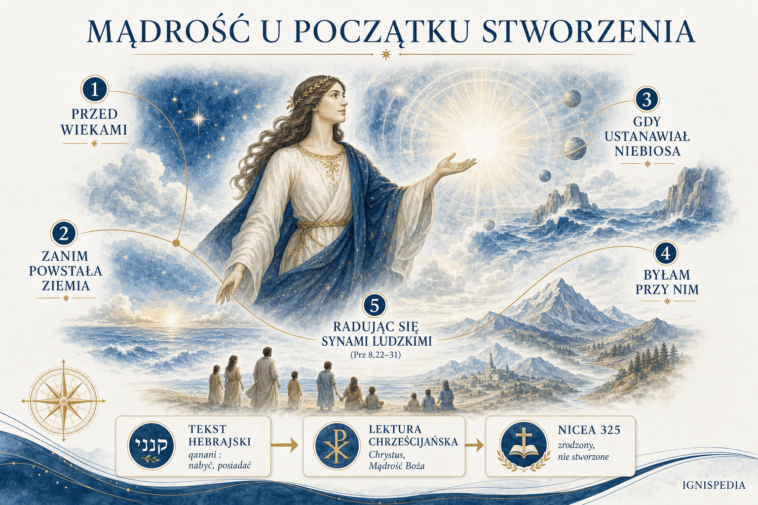 Infografika: Mądrość personifikowana obecna przy Bogu podczas stworzenia świata, według Przysłów 8