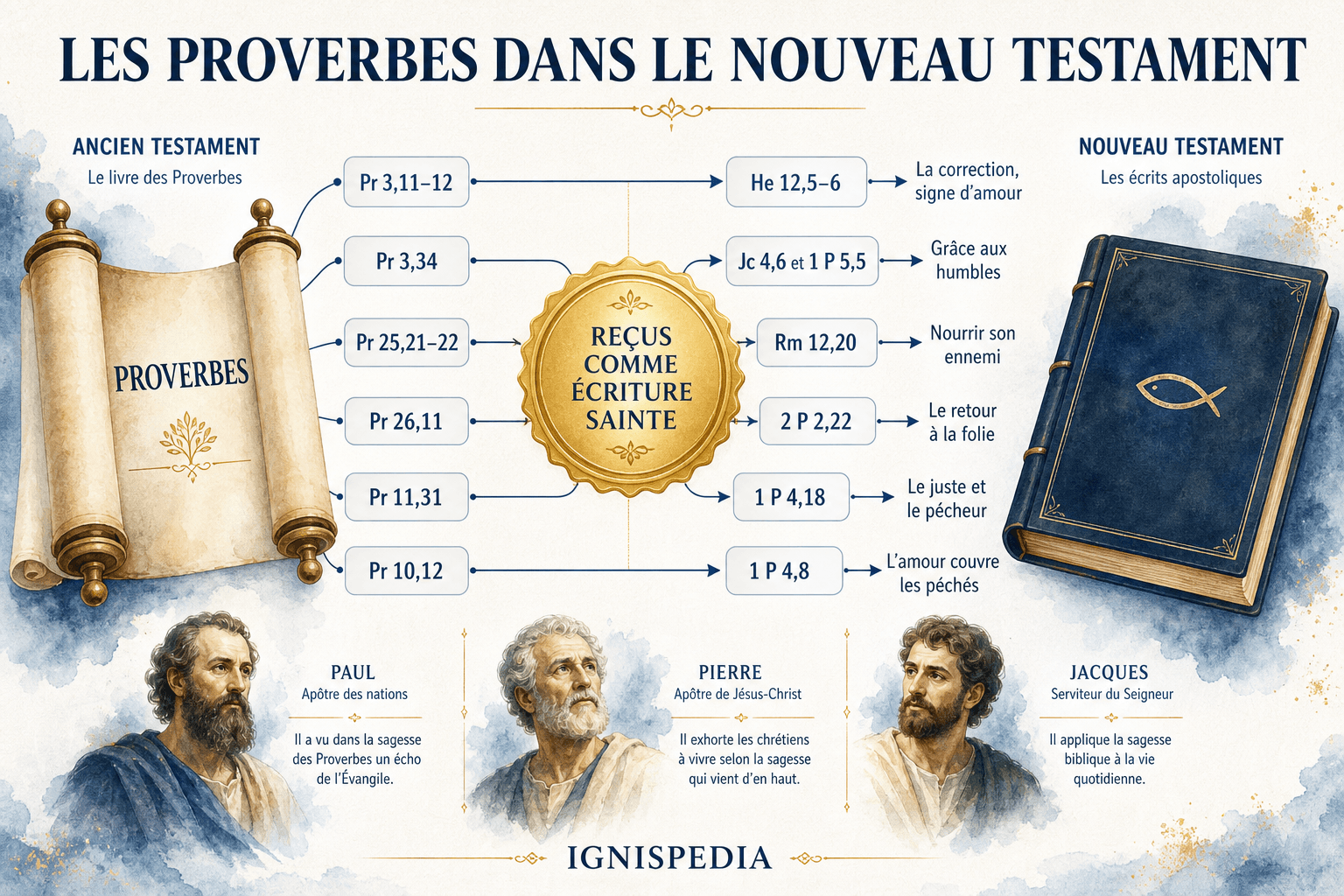 Infographie des six principales citations du livre des Proverbes dans le Nouveau Testament