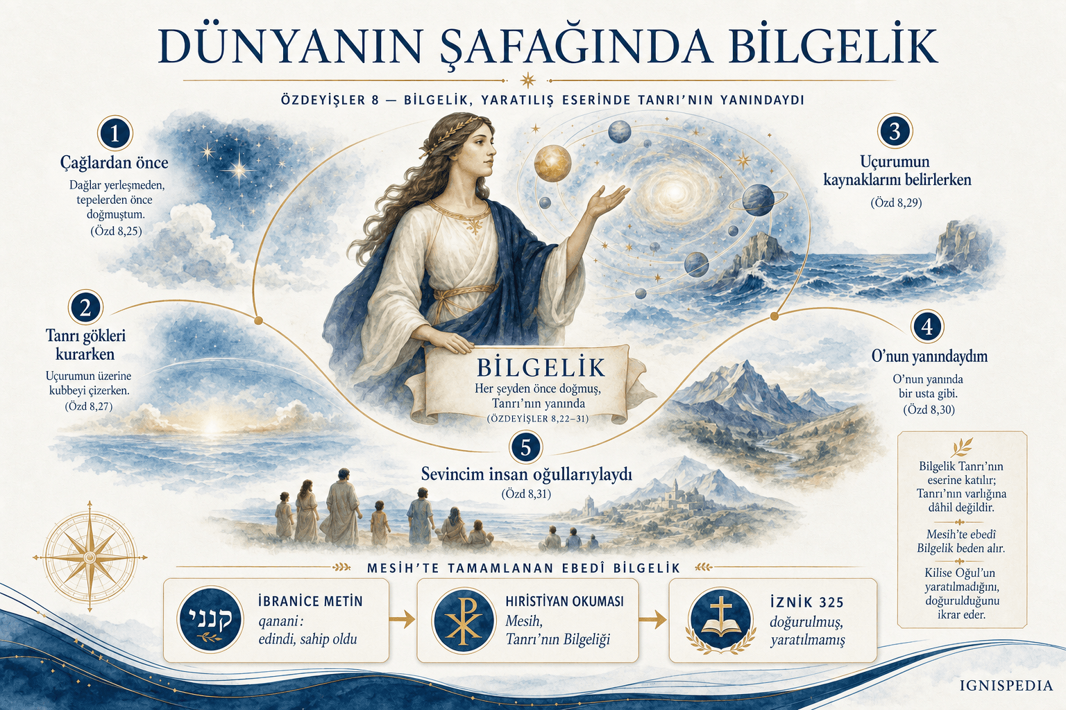 İnfografik: Süleyman'ın Özdeyişleri 8'e göre dünyanın yaratılışında Tanrı'nın yanında bulunan kişileştirilmiş Bilgelik