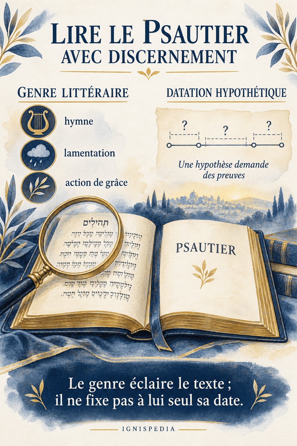Distinguer le genre littéraire d'une hypothèse de datation des psaumes