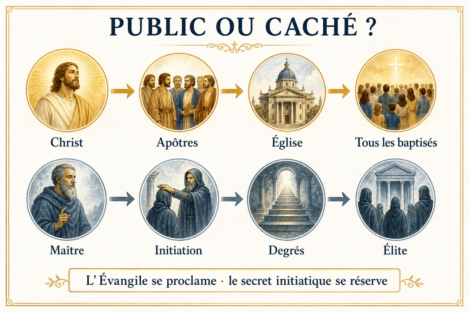 Schéma comparant la Révélation publique chrétienne et le secret initiatique ésotérique