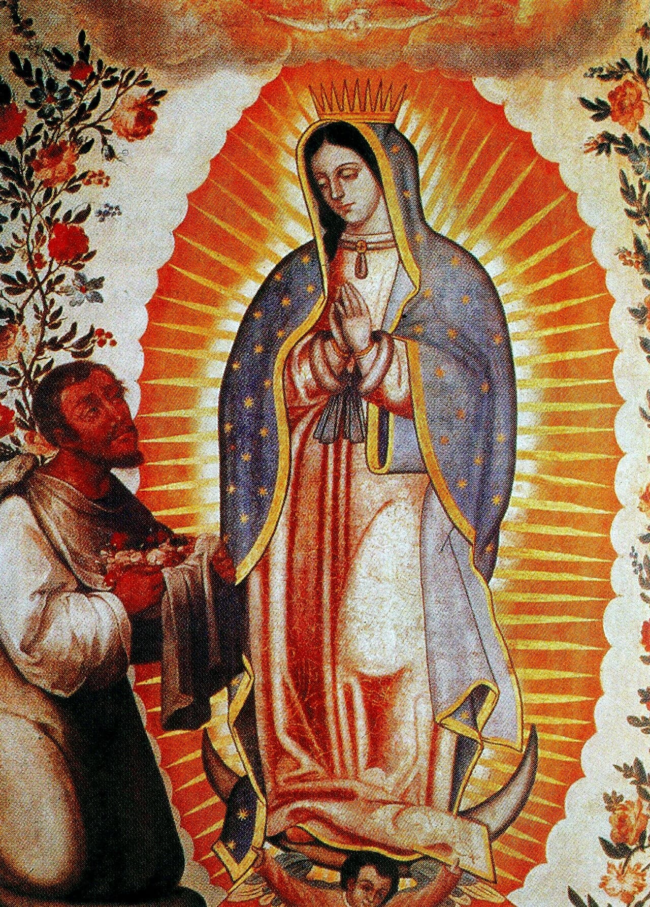 Die Tilma des Juan Diego mit dem nicht von Menschenhand geschaffenen Bild Unserer Lieben Frau von Guadalupe, aufbewahrt in der Basilika von Mexiko-Stadt