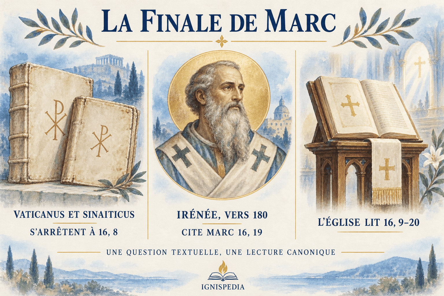 Comparaison des témoins de la finale de Marc : Vaticanus, Sinaiticus, Irénée et lecture liturgique