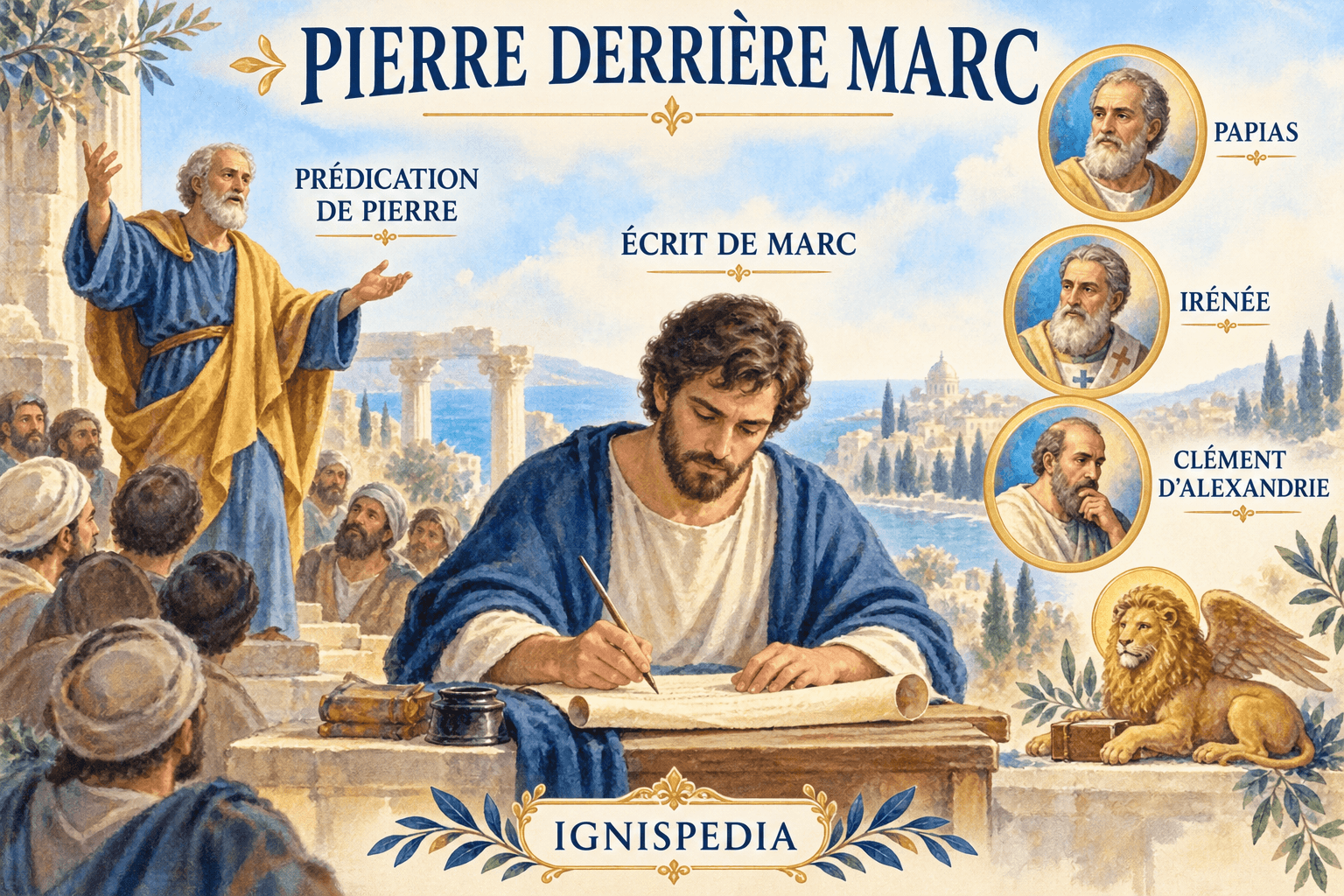 La prédication de Pierre transmise par écrit par Marc, selon Papias, Irénée et Clément