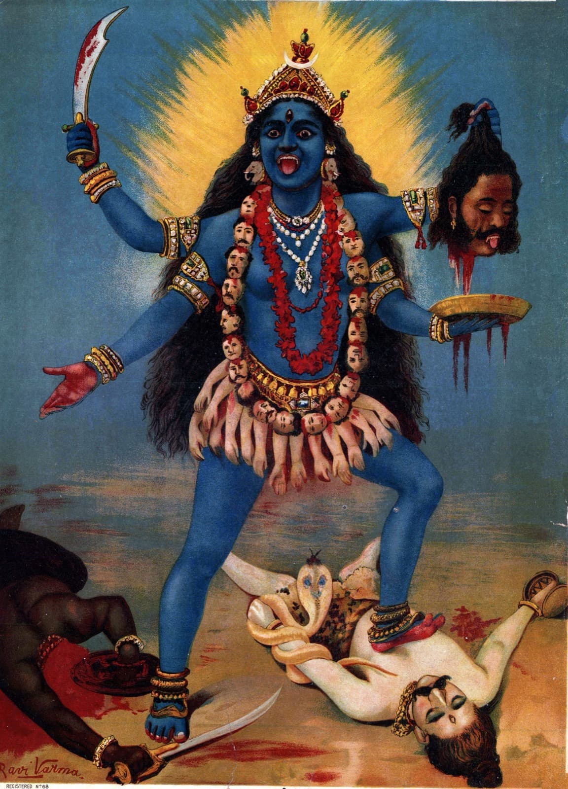 The goddess Kali painted by Raja Ravi Varma