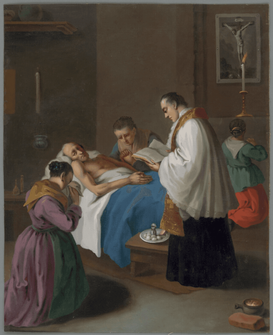 A Extrema-Unção pintada por Pietro Longhi em meados do século XVIII
