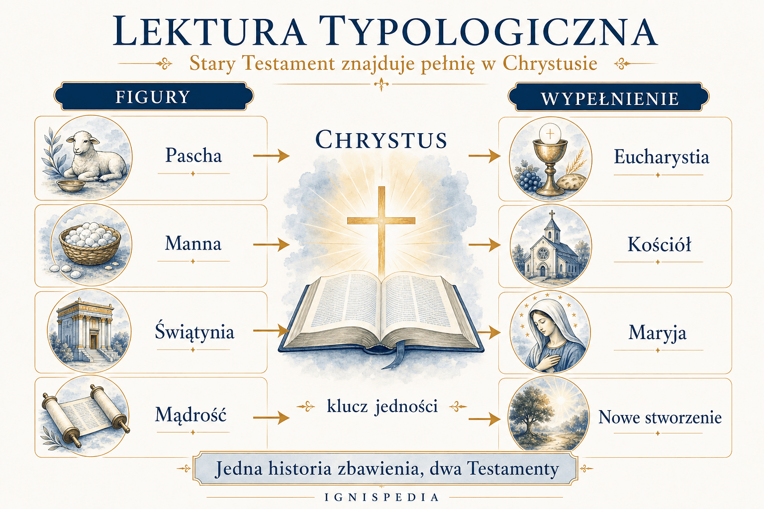 Infografika o typologicznej lekturze Pisma Świętego według Louisa Bouyera