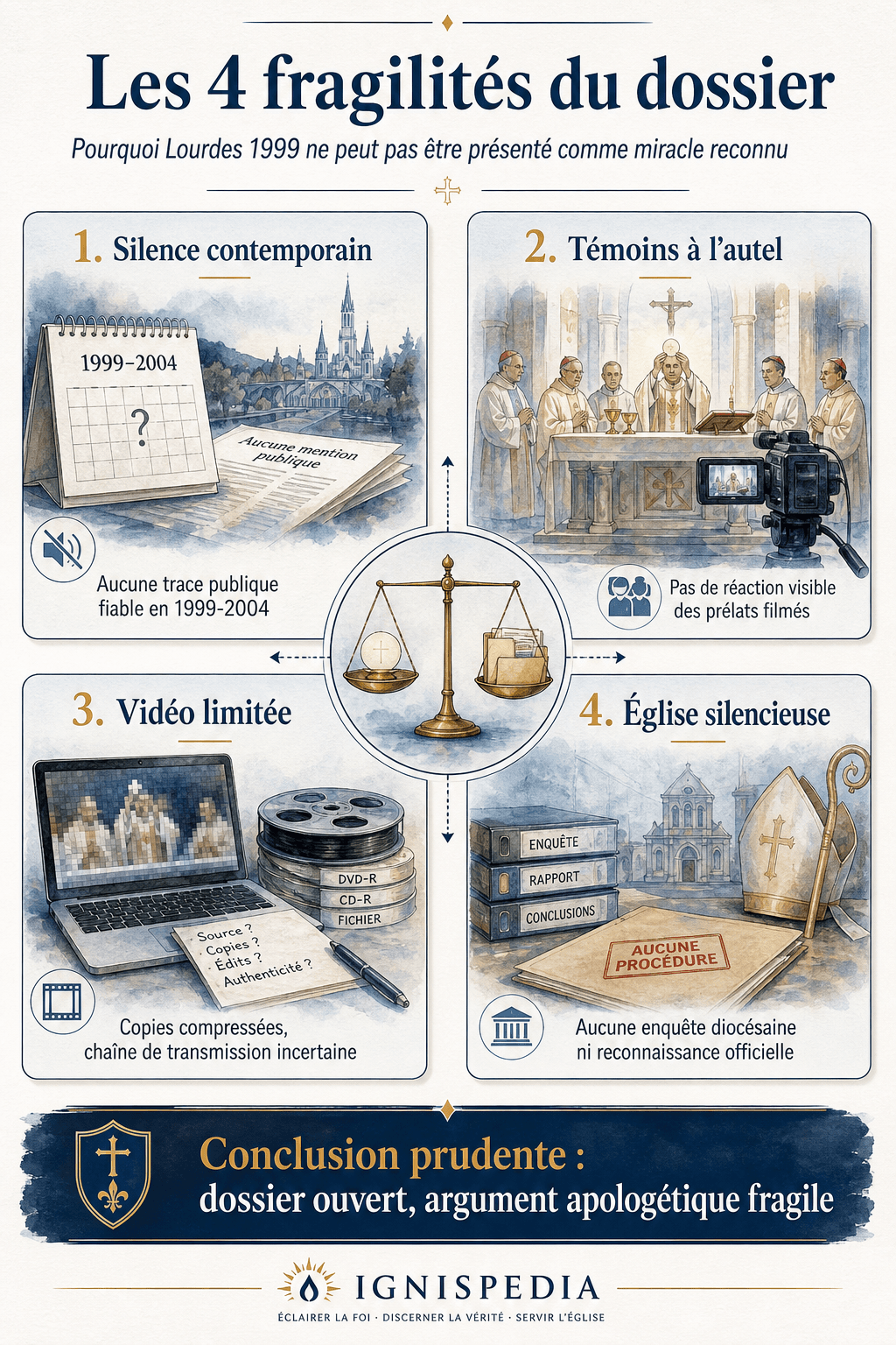 Matrice des quatre fragilités documentaires du dossier Lourdes 1999