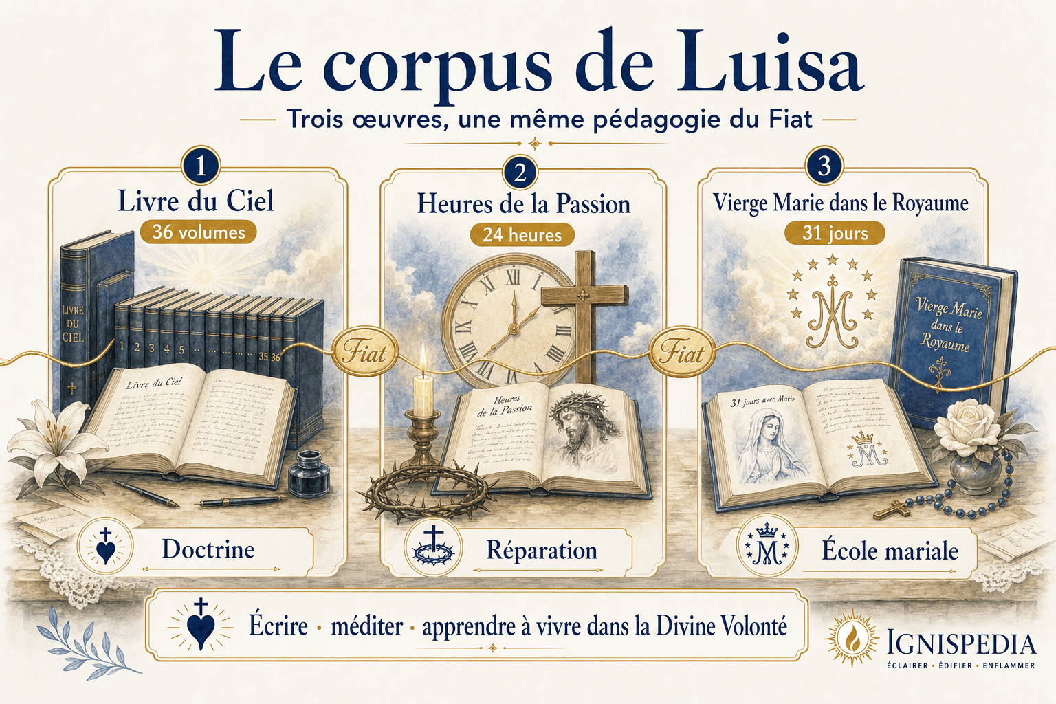 Triptyque du corpus de Luisa Piccarreta : Livre du Ciel, Heures de la Passion, Vierge Marie dans le Royaume